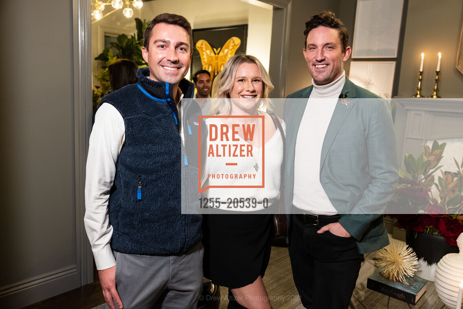 Kevin Delmore, Courtney Duvendack, Peter Rodway, Coy and Company Home Brand Launch, Coy and Company Home. 2580 Greenwich St, December 3rd, 2021, Photo #1255-20539-0 Kevin Delmore, Courtney Duvendack, Peter Rodway, Photo #1255-20539-0
