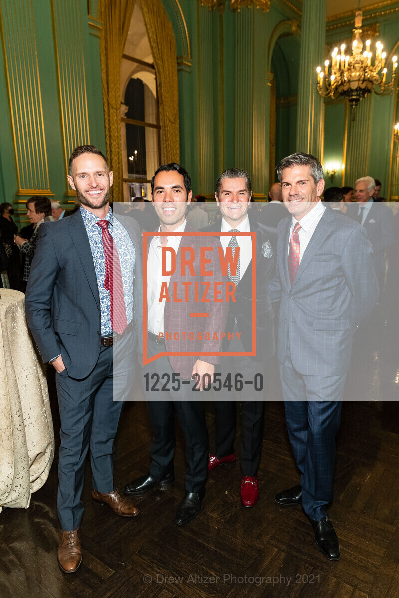Zach Webster, Alex Hachiya, Chris Meza, Patrick Brown, Sotheby's Holiday Party, San Francisco War Memorial & Performing Arts Center. 401 Van Ness Avenues, December 8th, 2021, Photo #1225-20546-0 Zach Webster, Alex Hachiya, Chris Meza, Patrick Brown, Photo #1225-20546-0
