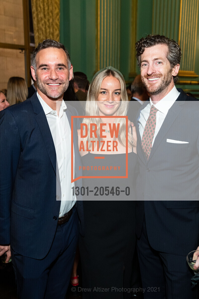 Josh McAdams, Dana Ward, Malcolm Post, Sotheby's Holiday Party, San Francisco War Memorial & Performing Arts Center. 401 Van Ness Avenues, December 8th, 2021, Photo #1301-20546-0 Josh McAdams, Dana Ward, Malcolm Post, Photo #1301-20546-0