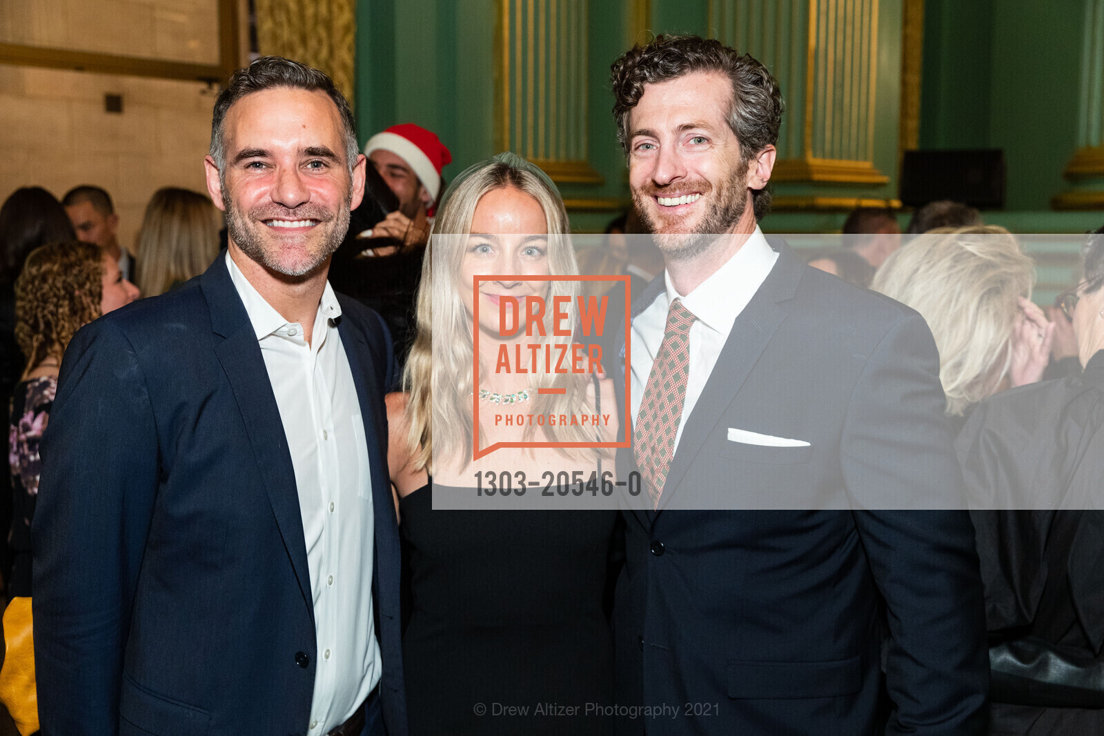Josh McAdams, Dana Ward, Malcolm Post, Sotheby's Holiday Party, San Francisco War Memorial & Performing Arts Center. 401 Van Ness Avenues, December 8th, 2021, Photo #1303-20546-0 Josh McAdams, Dana Ward, Malcolm Post, Photo #1303-20546-0