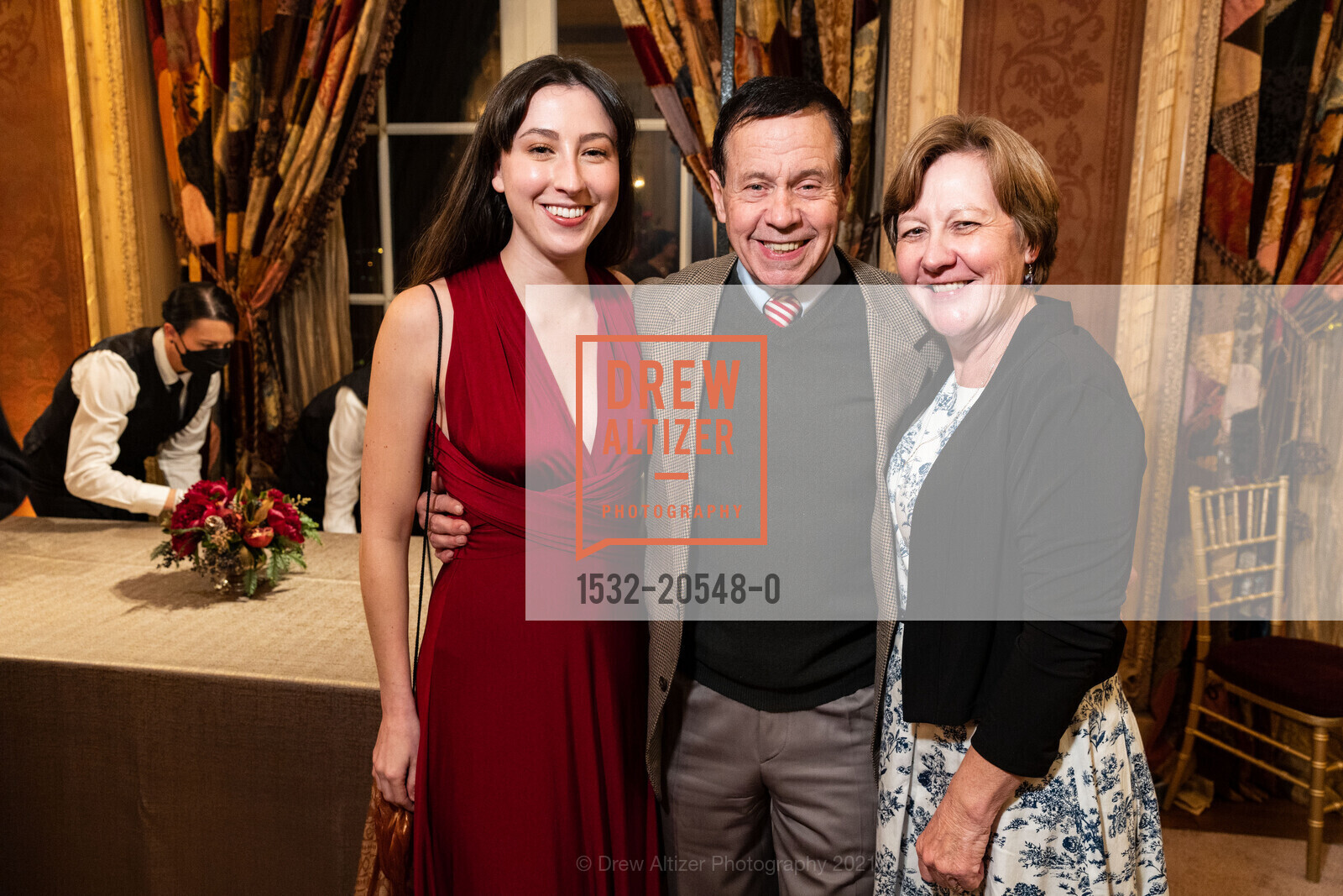Natalie Kaliss, David Darst, Louise Whitlock, Gordon Getty's 88th Birthday Party, Private Residence, December 11th, 2021, Photo #1532-20548-0 Natalie Kaliss, David Darst, Louise Whitlock, Photo #1532-20548-0