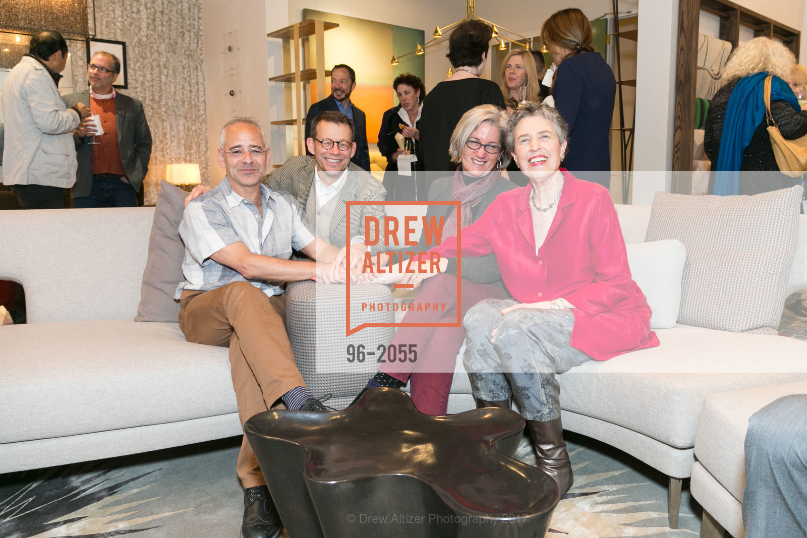 Oren Postrel, Ted Boerner, Alice Russel-Shapiro, Gwyneth McKay Baron, SFC&G Event at Hewn, Hewn, April 20th, 2017, Photo #96-2055 Oren Postrel, Ted Boerner, Alice Russel-Shapiro, Gwyneth McKay Baron, Photo #96-2055