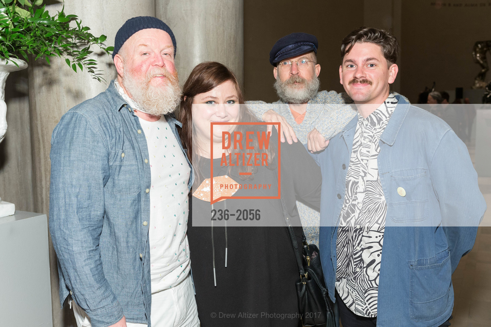 Kenny Latham, Liz Thomas, Keith Boadwee, Barrett Lybbert, Urs Fischer Opening at the Legion of Honor and Fiorella, Legion of Honor, April 20th, 2017, Photo #236-2056 Kenny Latham, Liz Thomas, Keith Boadwee, Barrett Lybbert, Photo #236-2056