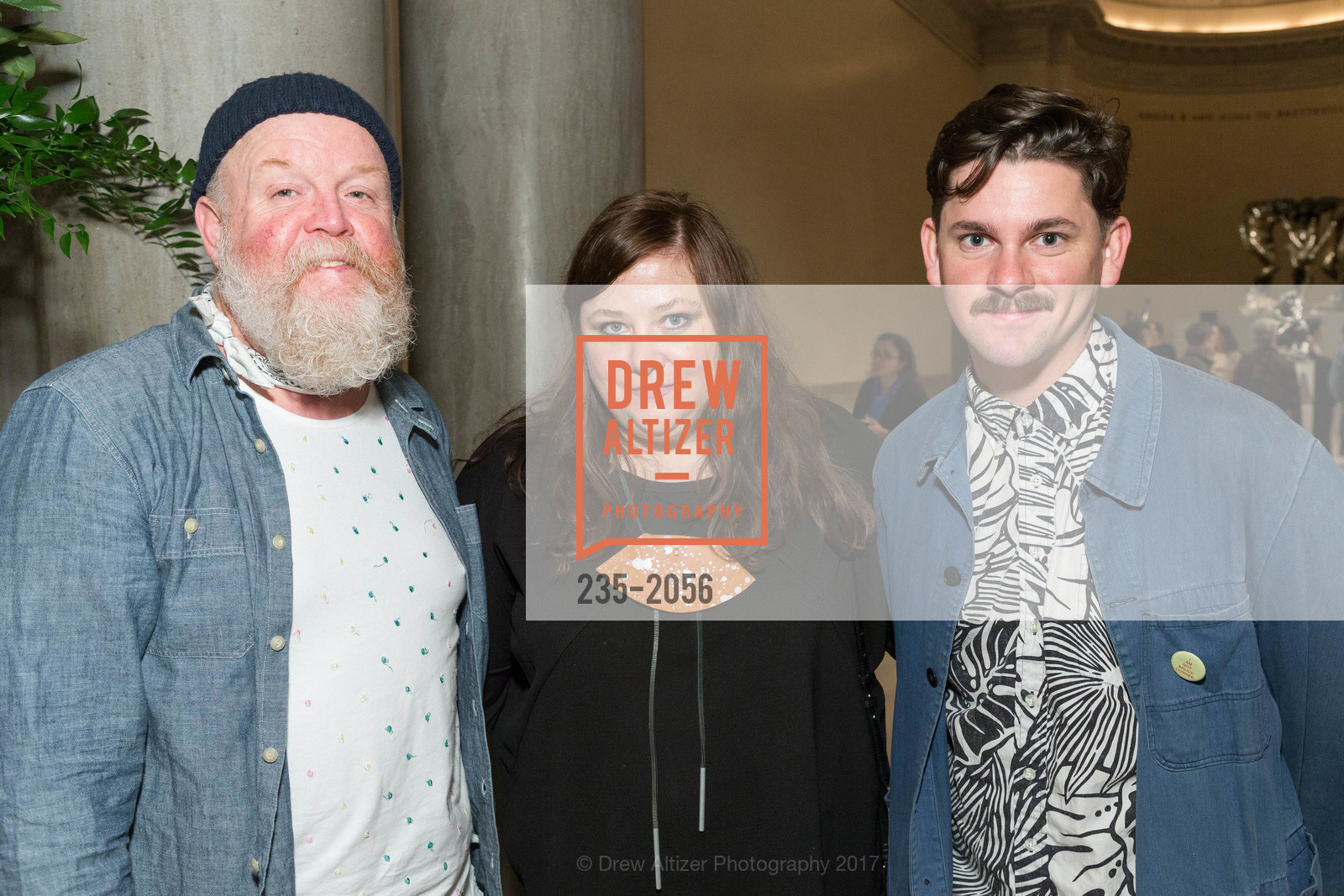 Kenny Latham, Lit Thomas, Barrett Lybbert, Urs Fischer Opening at the Legion of Honor and Fiorella, Legion of Honor, April 20th, 2017, Photo #235-2056 Kenny Latham, Lit Thomas, Barrett Lybbert, Photo #235-2056