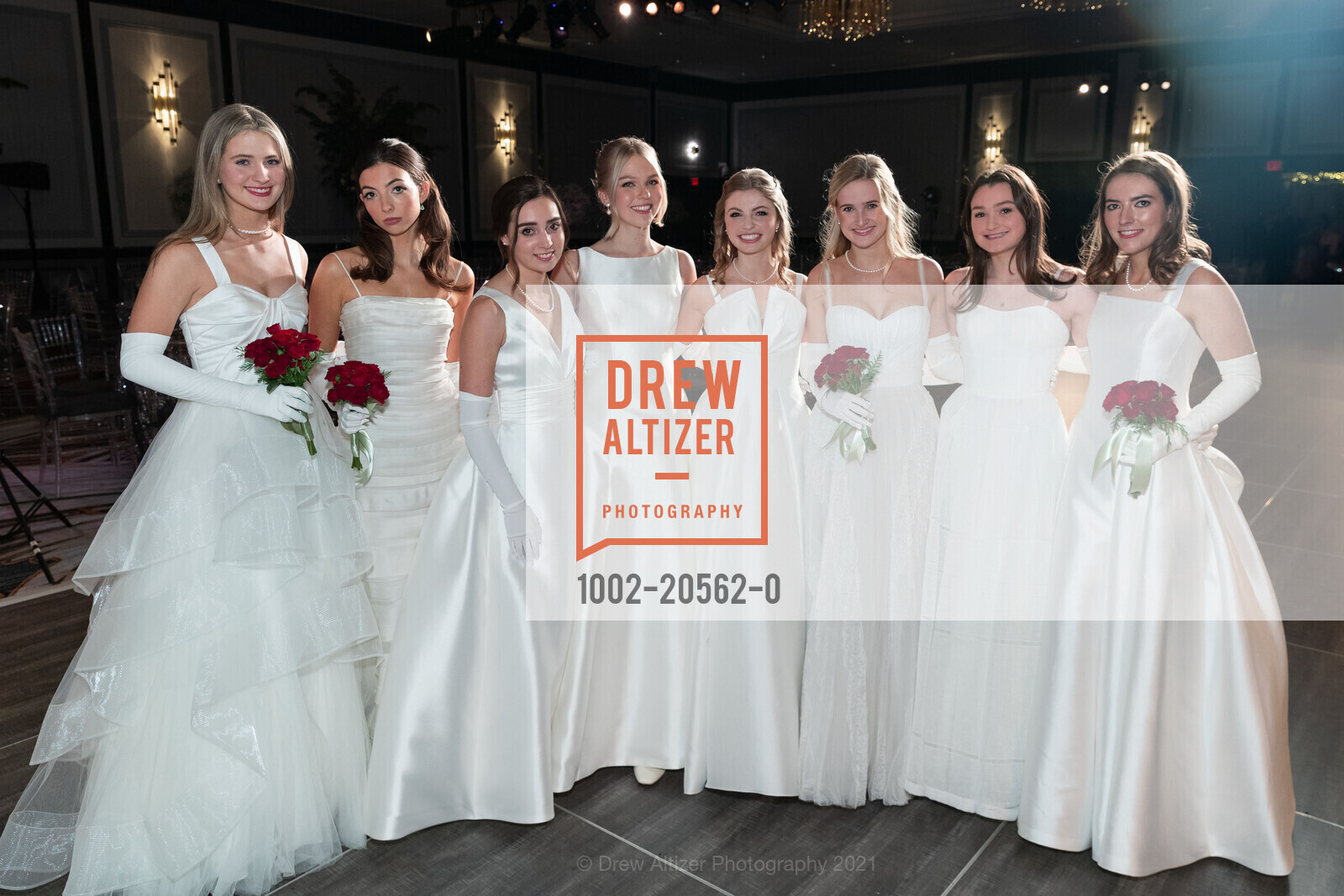 Eliza Lane Spaht, Chandler Alexandria Moseley, Adele Furth Bonomi, Phoebe Sara Froeb, Olivia Grace Callander, Paige Raymond Pedrero, Ella Madden Sheehan, Mary Elizabeth Griffin, San Francisco Debutante Ball 2021, St. Francis Hotel, December 19th, 2021, Photo #1002-20562-0 Eliza Lane Spaht, Chandler Alexandria Moseley, Adele Furth Bonomi, Phoebe Sara Froeb, Olivia Grace Callander, Paige Raymond Pedrero, Ella Madden Sheehan, Mary Elizabeth Griffin, Photo #1002-20562-0