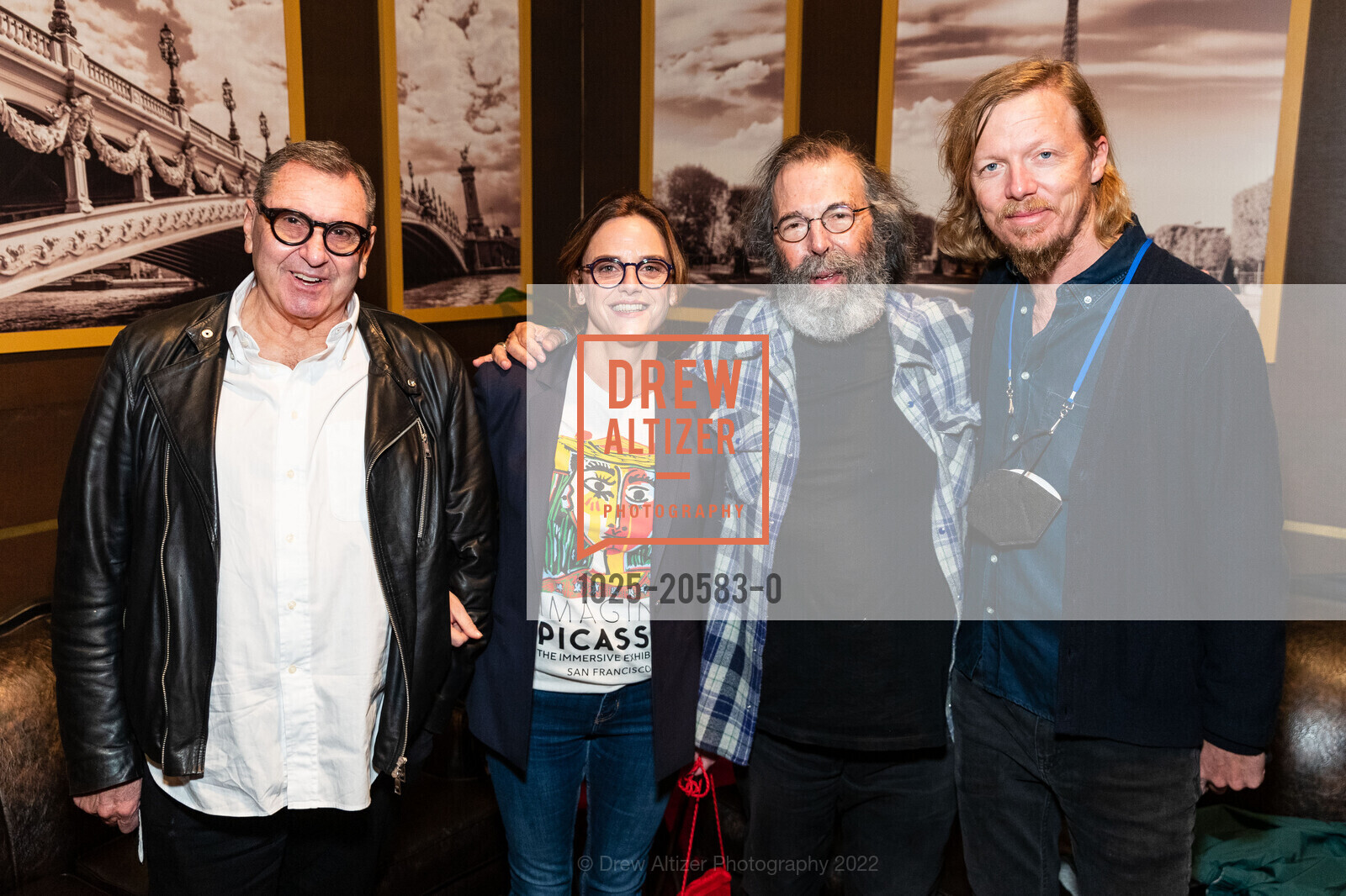 Len Gill, Annabelle Mauger, Michael Cohl, Jacob Cohl, Imagine Picasso Press Preview, Skylight at The Armory. 1800 Mission St, February 8th, 2022, Photo #1025-20583-0 Len Gill, Annabelle Mauger, Michael Cohl, Jacob Cohl, Photo #1025-20583-0