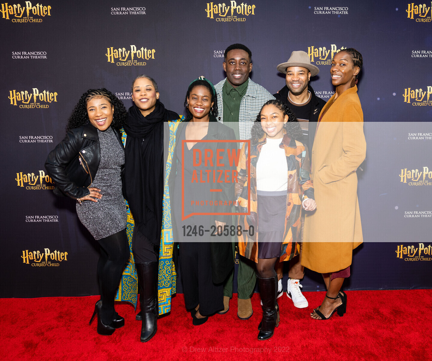 Melanie Brezill, Eleasha Gamble, Folami Williams, Gary-Kayi Fletcher, Kita Grayson, Chadd Alexander, Ebony Blake, Harry Potter and the Cursed Child Opening Night SF, Curran Theater. 445 Geary St, February 24th, 2022, Photo #1246-20588-0 Melanie Brezill, Eleasha Gamble, Folami Williams, Gary-Kayi Fletcher, Kita Grayson, Chadd Alexander, Ebony Blake, Photo #1246-20588-0