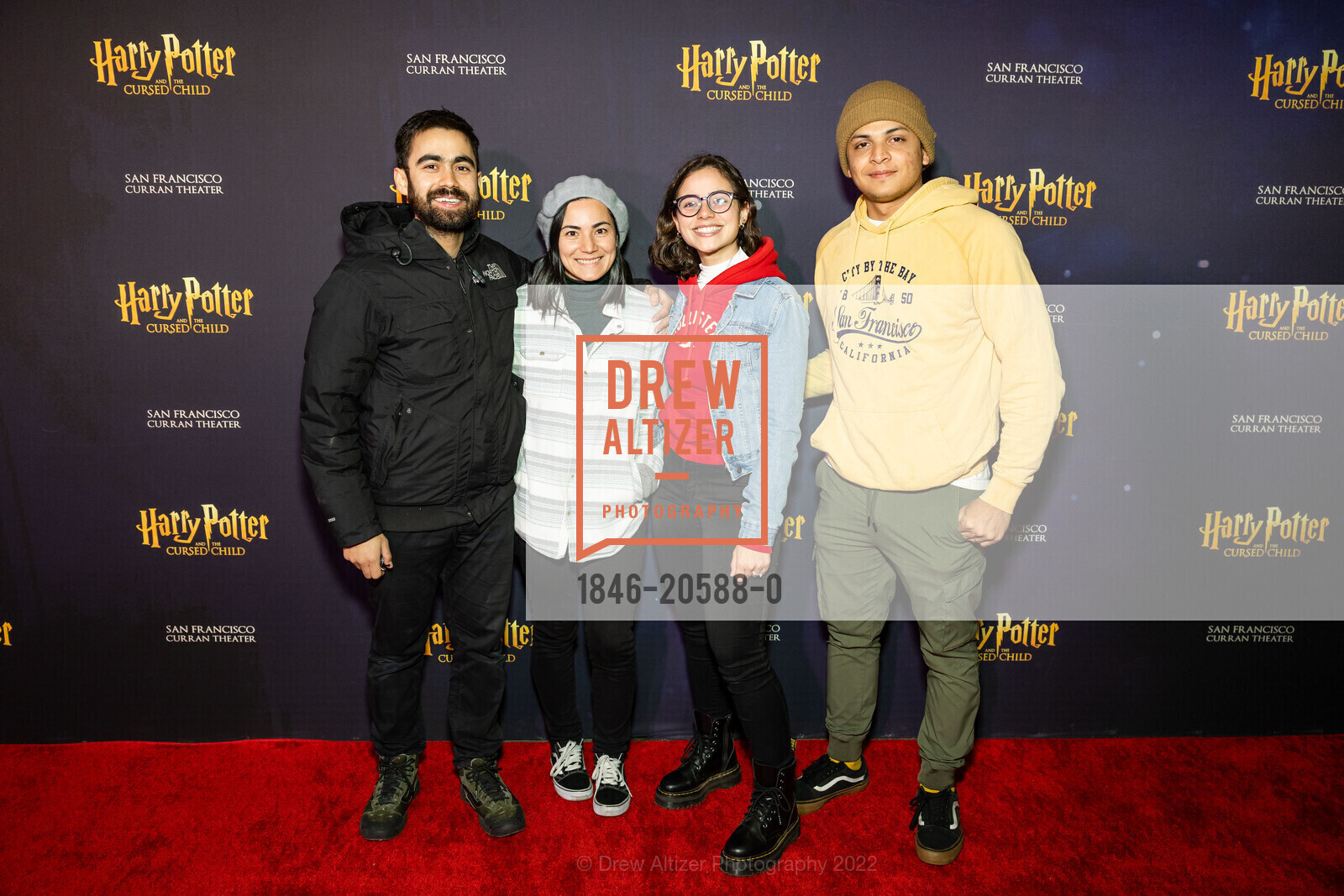 Luis Carbajal, Gracie Ramirez, Diana Carbajal, Carlos Navarro, Harry Potter and the Cursed Child Opening Night SF, Curran Theater. 445 Geary St, February 24th, 2022, Photo #1846-20588-0 Luis Carbajal, Gracie Ramirez, Diana Carbajal, Carlos Navarro, Photo #1846-20588-0