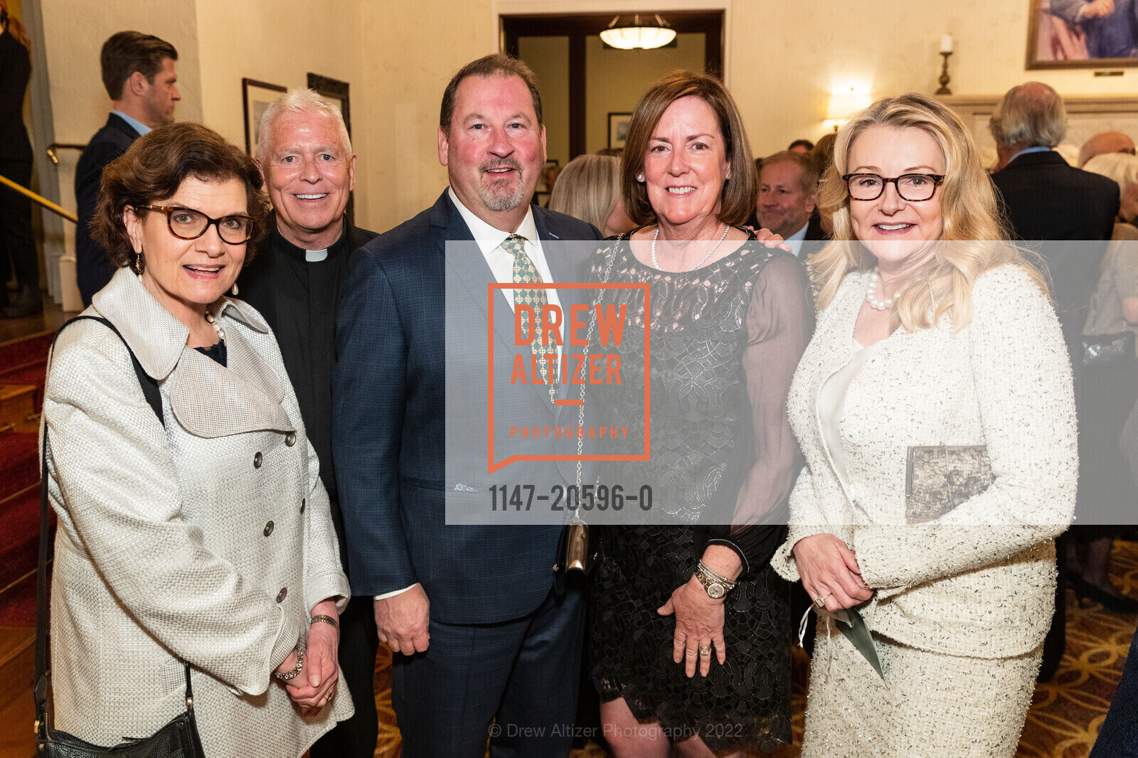 Louise Lucchesi, Patrick Dorsey, Brent Simor, Margaret Simor, Elizabeth Solomon, USF's Leo T. McCarthy Award for Public Service & Center's 20th Anniversary Celebration, Olympic Club lakeside Clubhouse. 599 CA-35, March 3rd, 2022, Photo #1147-20596-0 Louise Lucchesi, Patrick Dorsey, Brent Simor, Margaret Simor, Elizabeth Solomon, Photo #1147-20596-0
