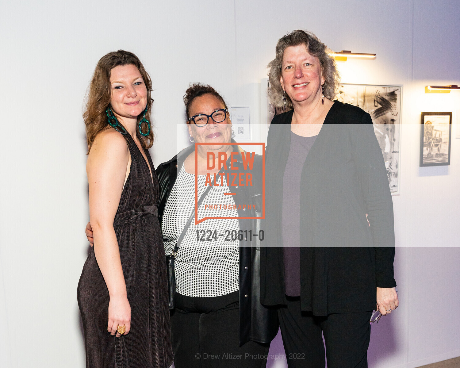 Jess Mataka, Nita Kirby, Brenda Laribee, Spectrum Gala and Art Auction, Pier 27. Embarcadero, March 10th, 2022, Photo #1224-20611-0 Jess Mataka, Nita Kirby, Brenda Laribee, Photo #1224-20611-0