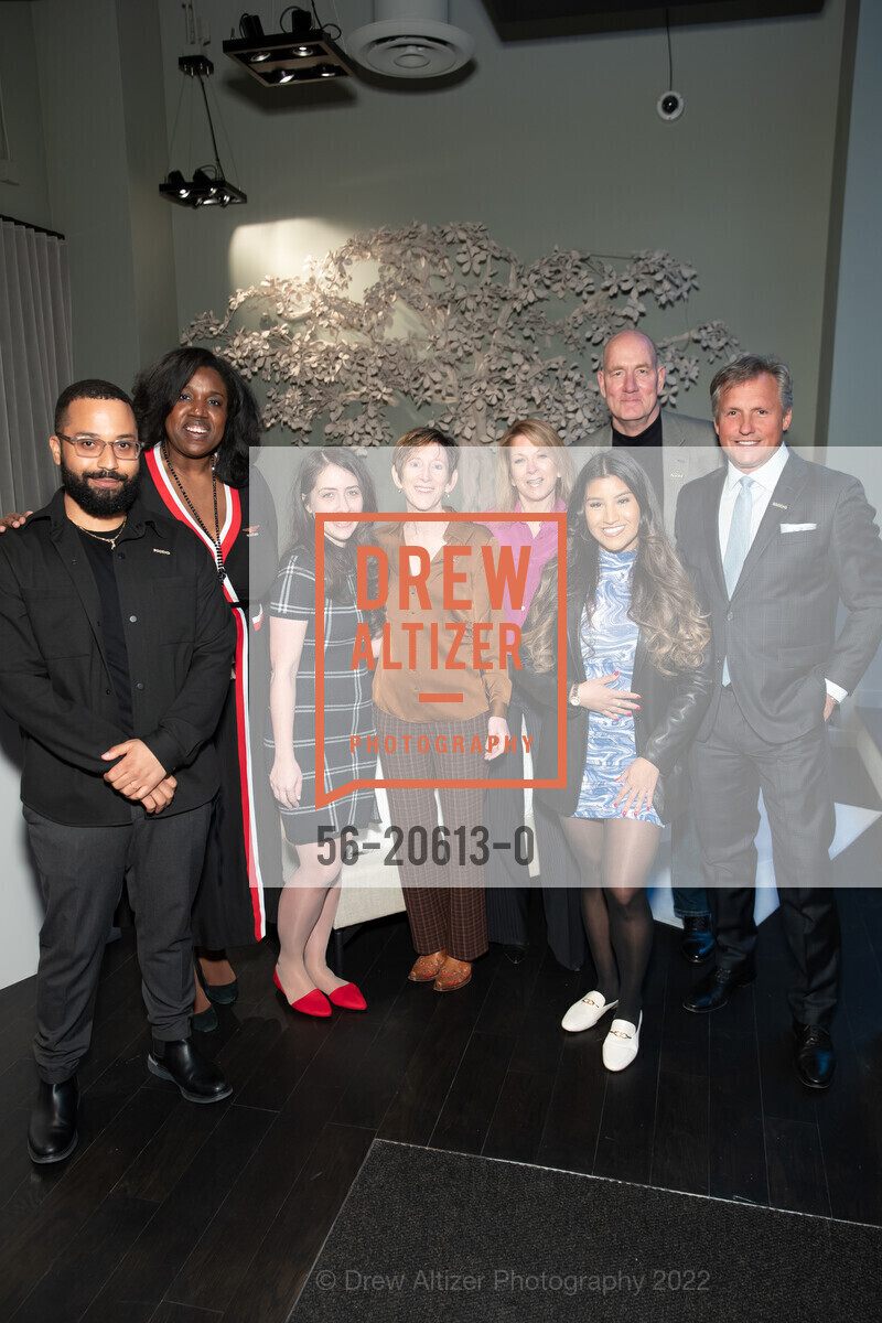 Akeem Pina, Shari Ajayi, Christina Heiser, Laura Goldstein, Laurie Clement, Gricelda Torres, Joe McCambley, Ron Rudzin, Saatva Store Grand Opening, Saatva. 128 Post St, March 10th, 2022, Photo #56-20613-0 Akeem Pina, Shari Ajayi, Christina Heiser, Laura Goldstein, Laurie Clement, Gricelda Torres, Joe McCambley, Ron Rudzin, Photo #56-20613-0
