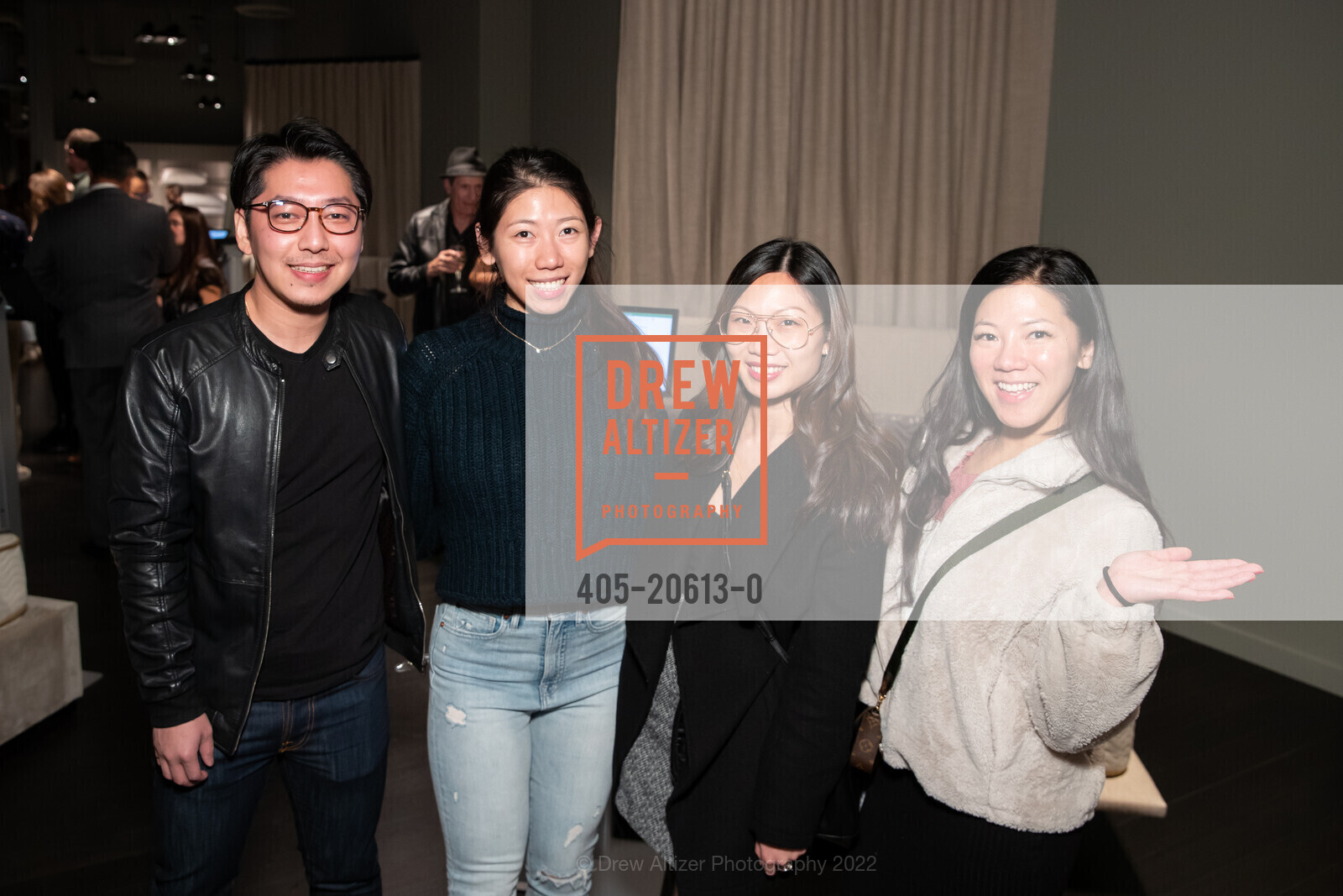 Charles Huang, Amy Liu, Chista Zhao, Leticia Zhao, Saatva Store Grand Opening, Saatva. 128 Post St, March 10th, 2022, Photo #405-20613-0 Charles Huang, Amy Liu, Chista Zhao, Leticia Zhao, Photo #405-20613-0