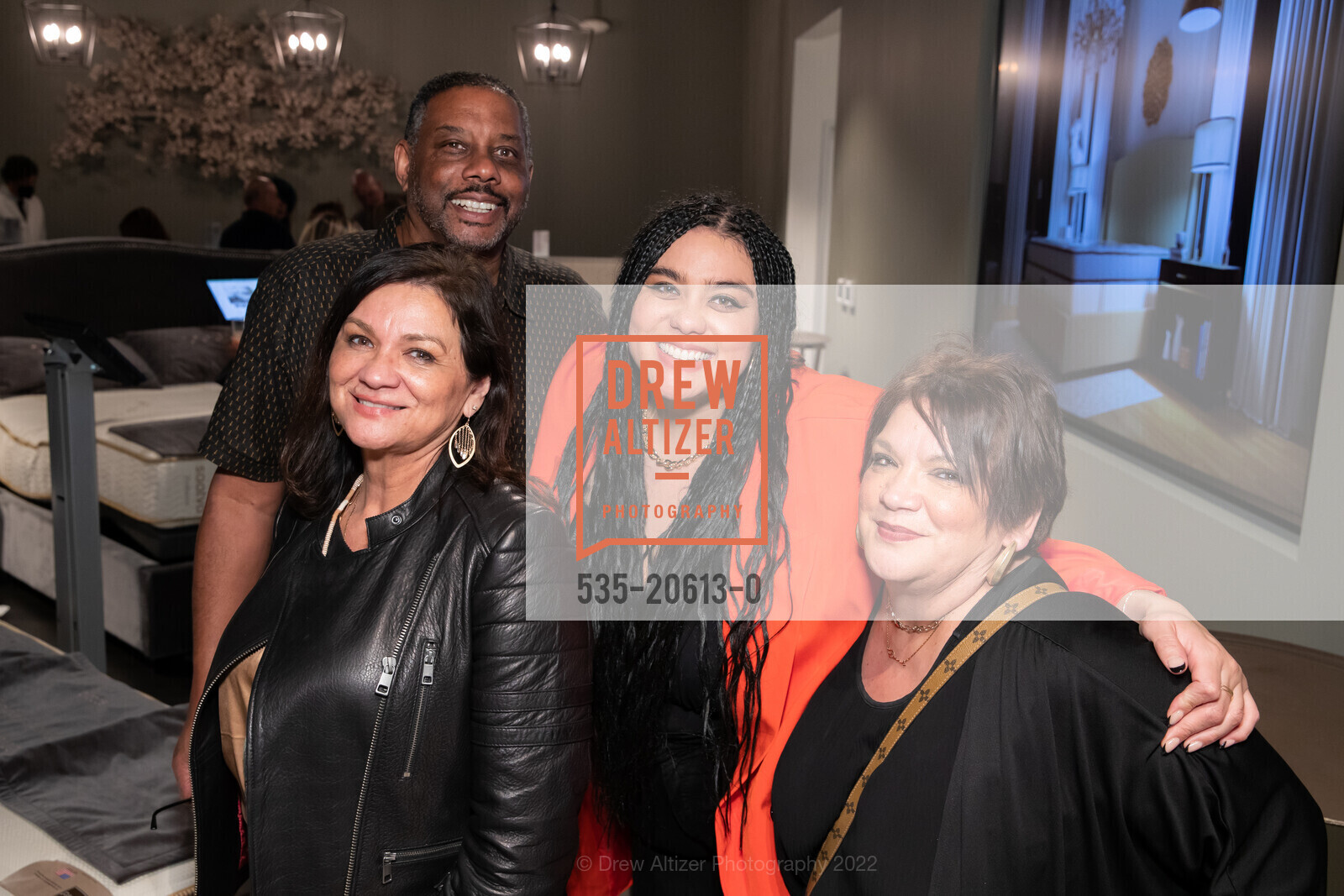 Debbie Maples, Anthony Maples, Meghan Maples, Deanne Dinion, Saatva Store Grand Opening, Saatva. 128 Post St, March 10th, 2022, Photo #535-20613-0 Debbie Maples, Anthony Maples, Meghan Maples, Deanne Dinion, Photo #535-20613-0