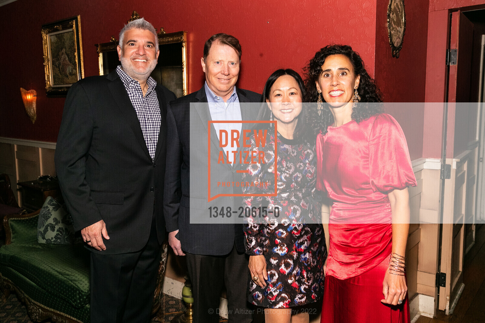 Mike Gaito, Mick Bobroff, Celeste Bobroff, Jane Gaito, Nadir Shaikh's 50th, Speakeasy SF. 644 Broadway, March 12th, 2022, Photo #1348-20615-0 Mike Gaito, Mick Bobroff, Celeste Bobroff, Jane Gaito, Photo #1348-20615-0
