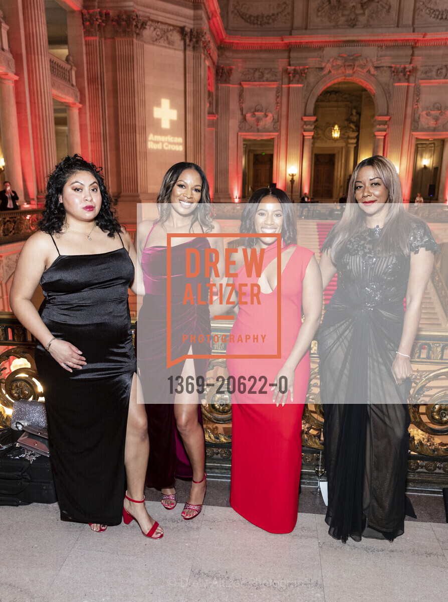 Emily Arevalo, Nichole Jordan, Misty Gaither, Ashley Murray, Red Cross hosts Heroes Unmasqued 2022, SF City Hall. 1 Dr Carlton B Goodlett Pl, Photo #1369-20622-0 Emily Arevalo, Nichole Jordan, Misty Gaither, Ashley Murray, Photo #1369-20622-0