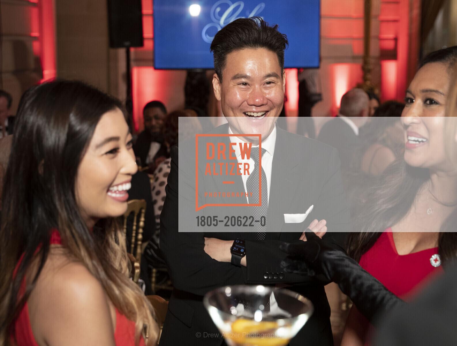 Christy Kawai, Jerry Chen, Nisha Baxi, Red Cross hosts Heroes Unmasqued 2022, SF City Hall. 1 Dr Carlton B Goodlett Pl, Photo #1805-20622-0 Christy Kawai, Jerry Chen, Nisha Baxi, Photo #1805-20622-0