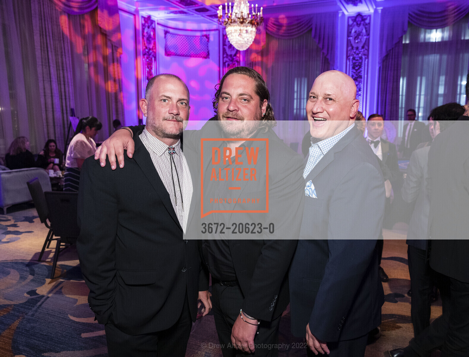 Robert Polacek, Ryan Pendleton, Brian Fenwick, Dress for Success San Francisco's Casino Royale Gala, Palace Hotel. 2 New Montgomery St, March 18th, 2022, Photo #3672-20623-0 Robert Polacek, Ryan Pendleton, Brian Fenwick, Photo #3672-20623-0