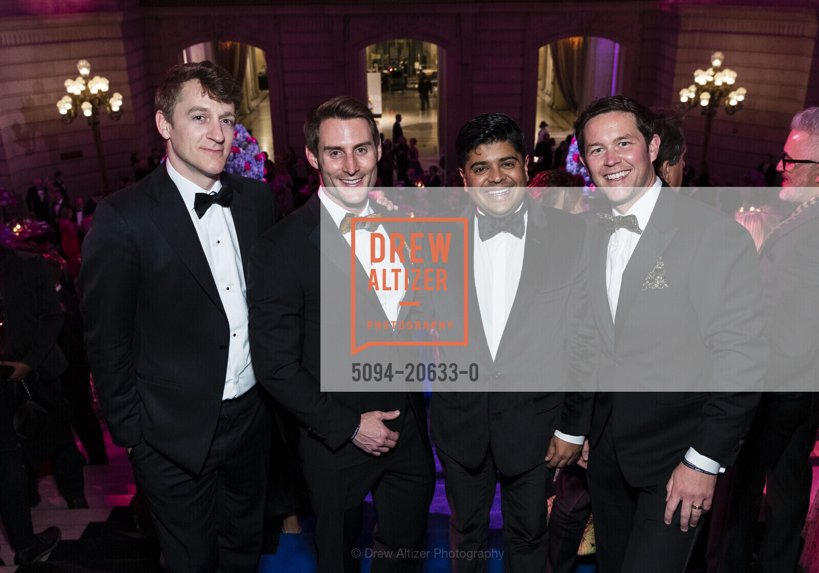 Patrick Metzger, Albert Heath, Vas Bailey, Michael Dunn, San Francisco Ballet 2022 Season Gala, War Memorial Opera House. 301 Van Ness Ave, Photo #5094-20633-0 Patrick Metzger, Albert Heath, Vas Bailey, Michael Dunn, Photo #5094-20633-0