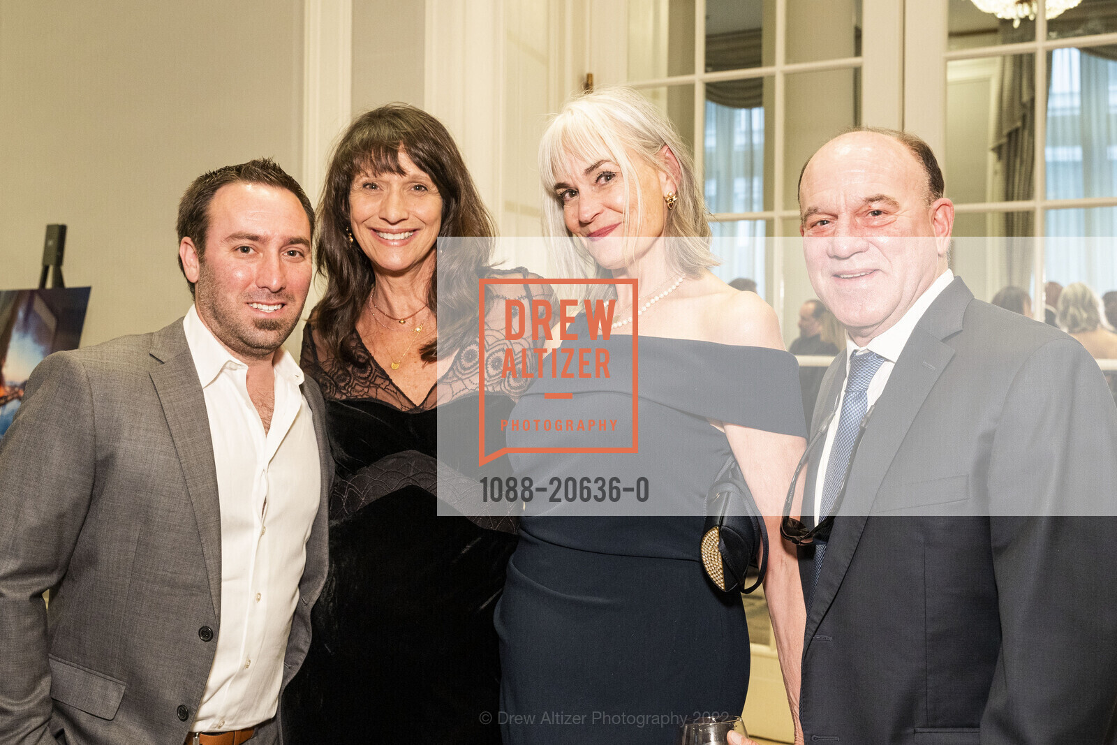 Jeff Roy, Paula Fava, Eileen Tayas, Rob Roy, SF Firefighter's Cancer Prevention Igniting Hope Gala 2022, Palace Hotel. 2 New Montgomery, March 26th, 2022, Photo #1088-20636-0 Jeff Roy, Paula Fava, Eileen Tayas, Rob Roy, Photo #1088-20636-0