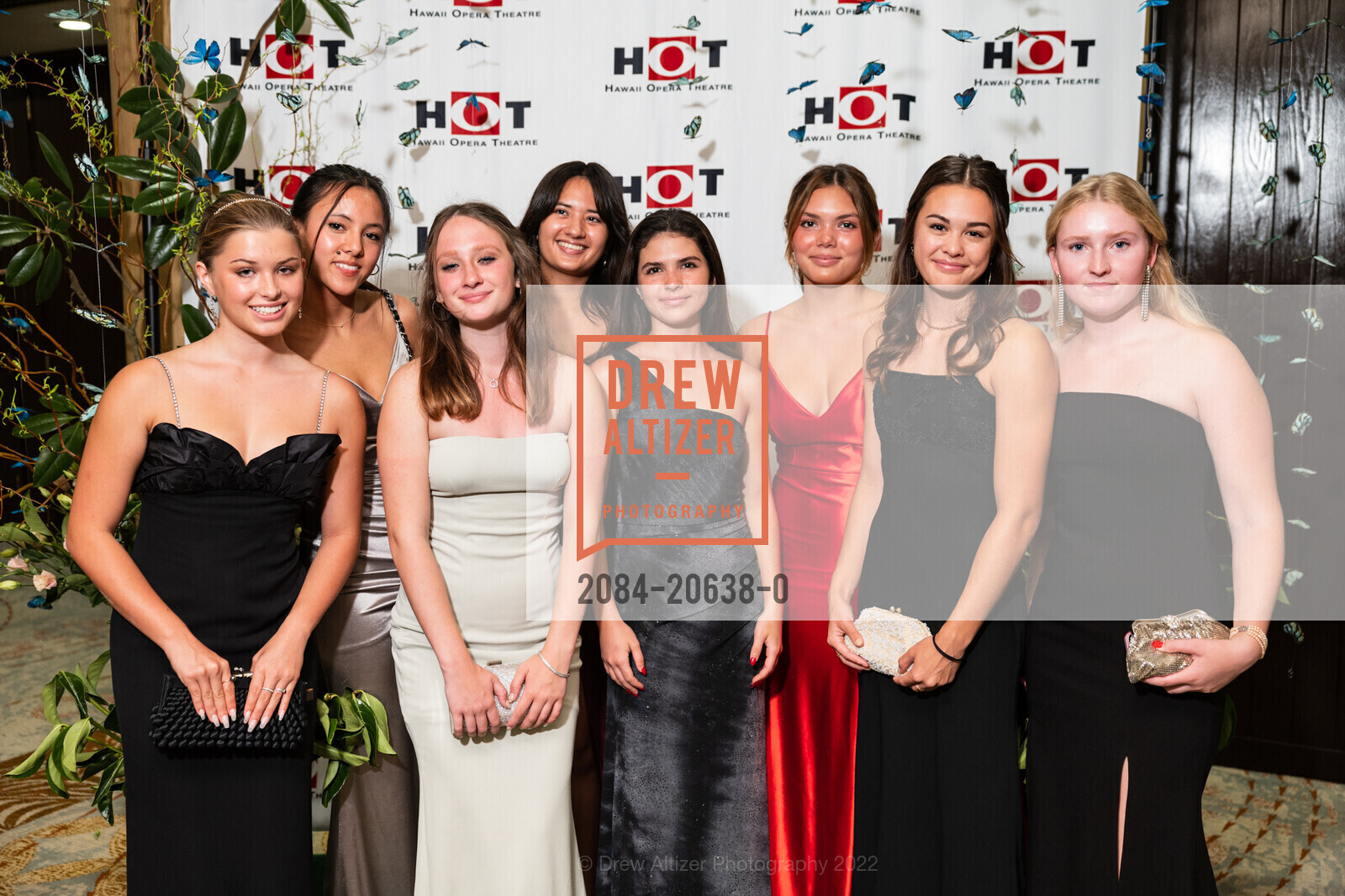 Alana Shigekane, Tessa Holm, Lily Waganer, Emma Rudy, Julia Sojot, Sophie Bender, Sophia Woofter, Kalie Olson, Hawaii Opera Theatre Opera Ball, Sheraton Waikiki. 2255 Kalakaua Ave, March 26th, 2022, Photo #2084-20638-0 Alana Shigekane, Tessa Holm, Lily Waganer, Emma Rudy, Julia Sojot, Sophie Bender, Sophia Woofter, Kalie Olson, Photo #2084-20638-0