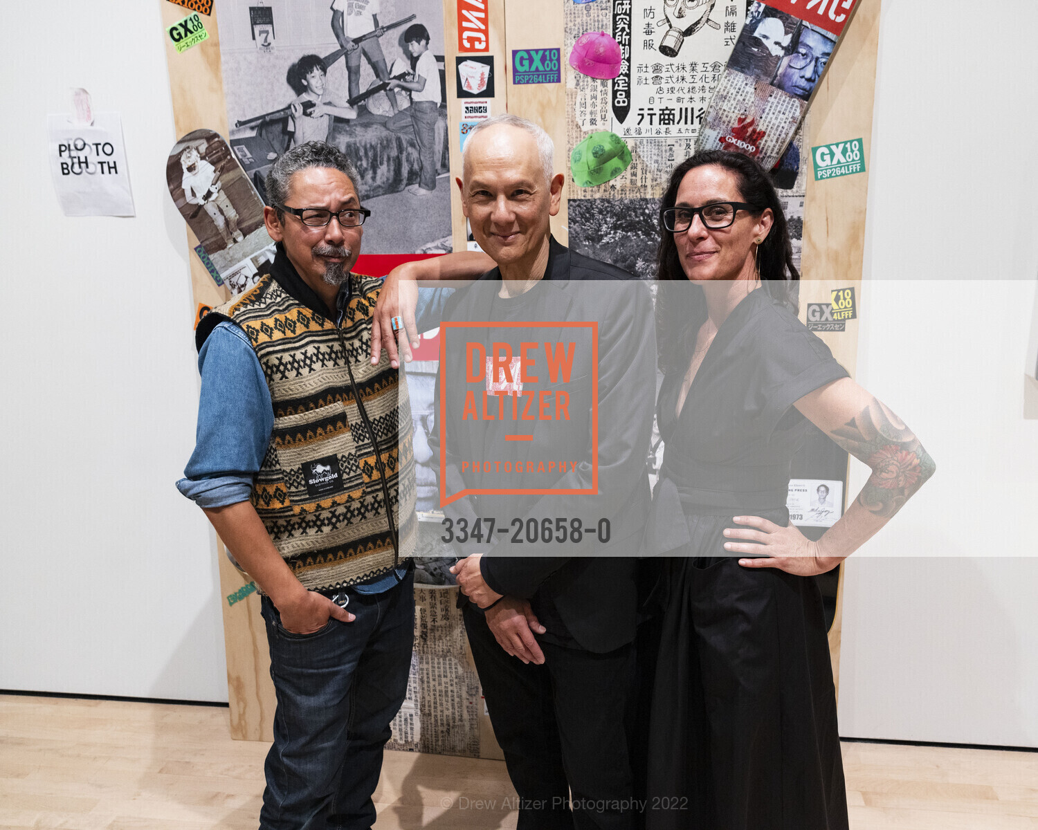 Tommy Guerrero, Michael Jang, Claudine Gossett, SFMOMA Art Bash, SFMOMA. 151 3rd St, April 8th, 2022, Photo #3347-20658-0 Tommy Guerrero, Michael Jang, Claudine Gossett, Photo #3347-20658-0