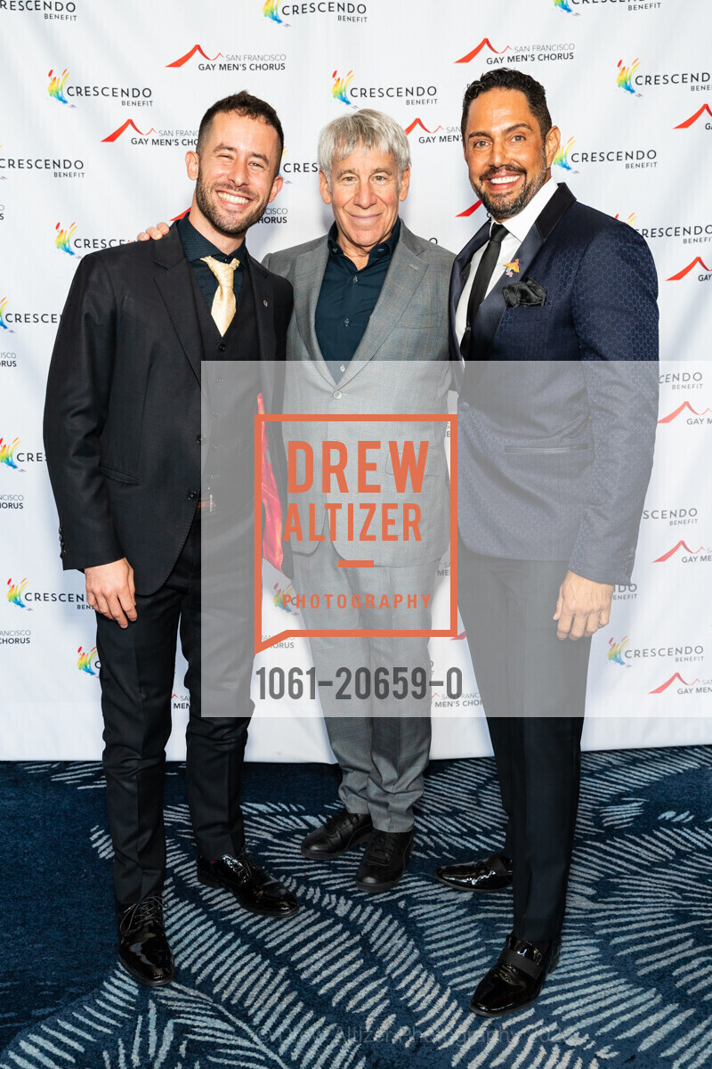 Andres Vera, Stephen Schwartz, Chris Verdugo, SF Gay Men's Chorus Crescendo Gala, Four Seasons Hotel San Francisco. 757 Market St, April 8th, 2022, Photo #1061-20659-0 Andres Vera, Stephen Schwartz, Chris Verdugo, Photo #1061-20659-0