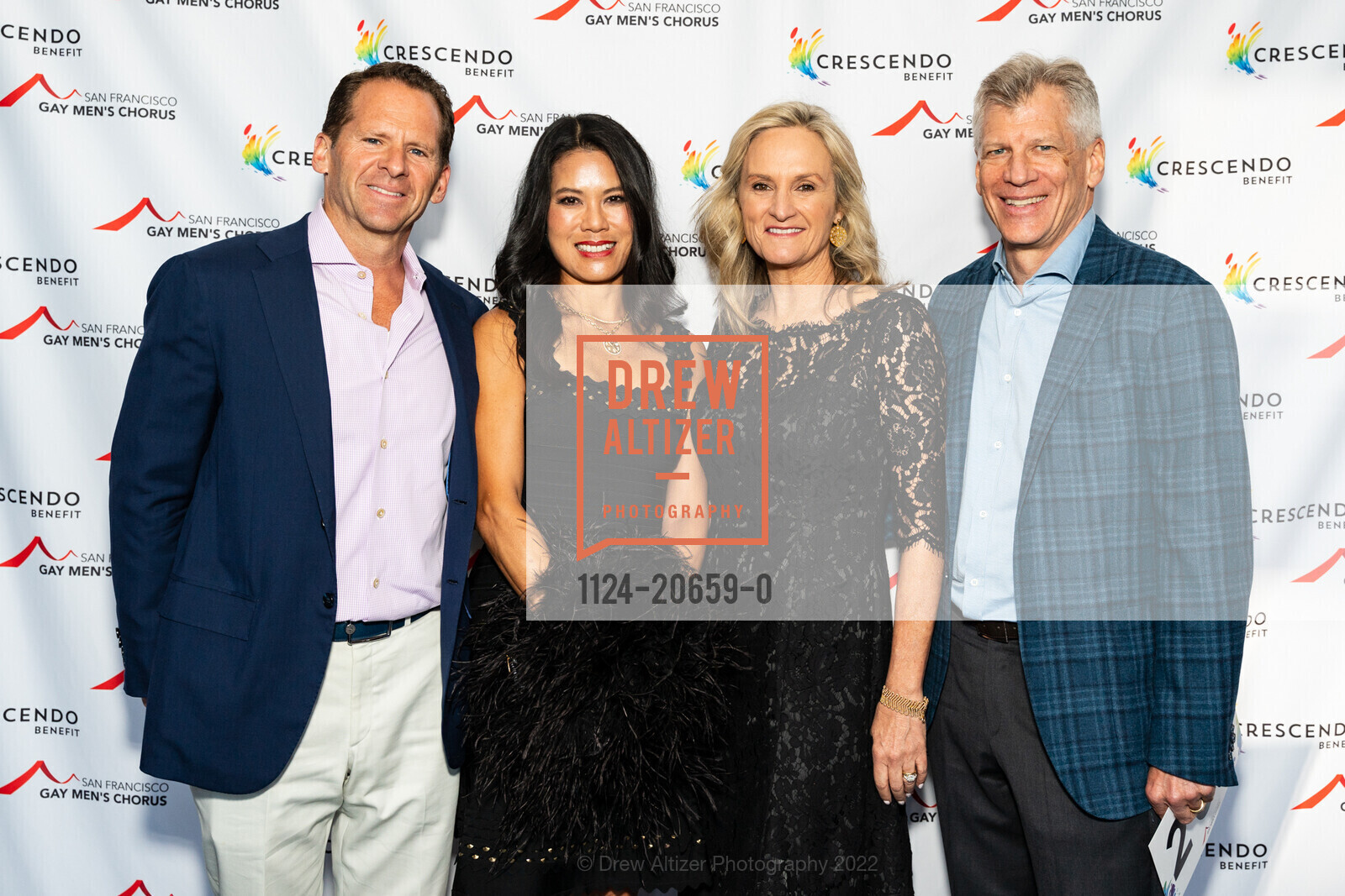 Matt Murphy, Helen Lin-Murphy, Katie Dixon, Tom Dixon, SF Gay Men's Chorus Crescendo Gala, Four Seasons Hotel San Francisco. 757 Market St, April 8th, 2022, Photo #1124-20659-0 Matt Murphy, Helen Lin-Murphy, Katie Dixon, Tom Dixon, Photo #1124-20659-0
