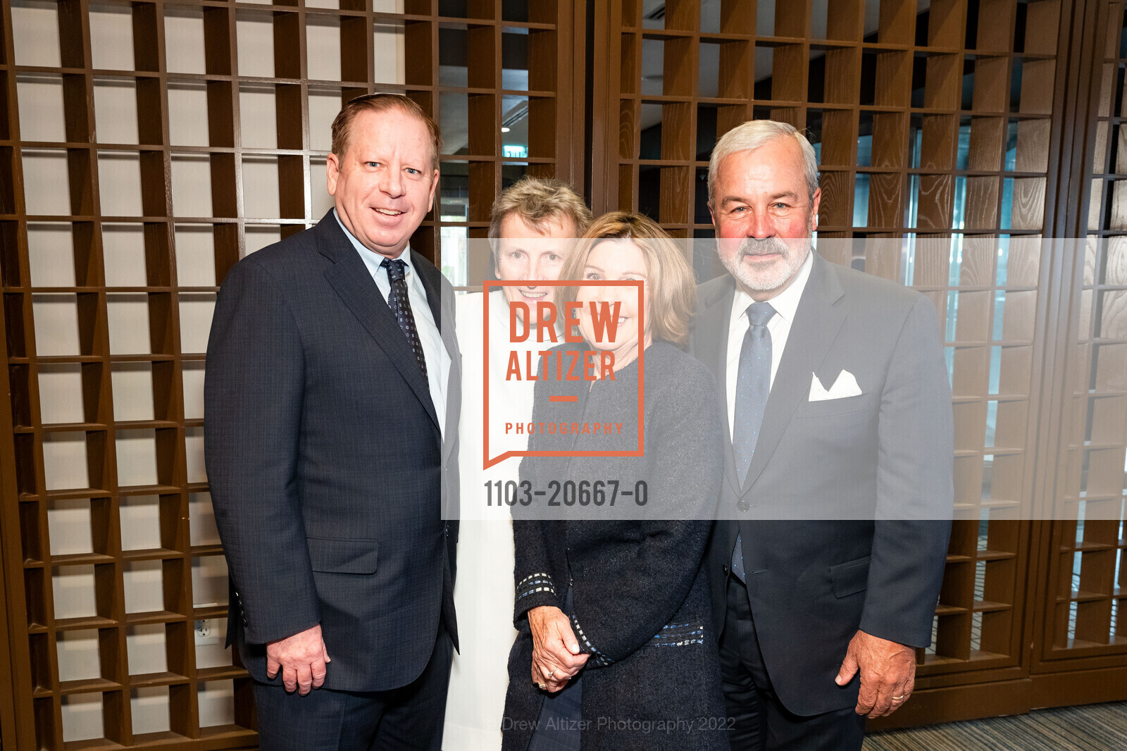 John Ring, Sister Lily Fitzpatrick, Mary Lawson, George Lawson, ICA Cristo Rey Academy Annual Business Lunch, Hyatt Regency San Francisco. 5 Embarcadero Ctr, April 13th, 2022, Photo #1103-20667-0 John Ring, Sister Lily Fitzpatrick, Mary Lawson, George Lawson, Photo #1103-20667-0