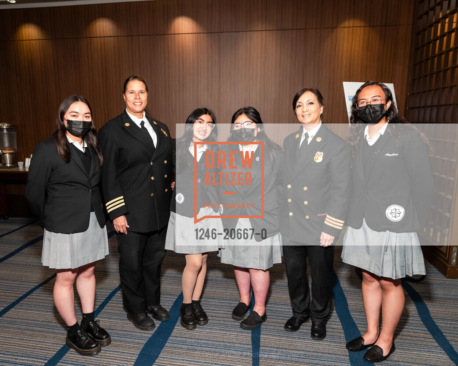 Gabrielle Ponciano, Erica Brown, Sister Lily Fitzpatrick, Sandy Tong, Angelica Aquino, ICA Cristo Rey Academy Annual Business Lunch, Hyatt Regency San Francisco. 5 Embarcadero Ctr, April 13th, 2022, Photo #1246-20667-0 Gabrielle Ponciano, Erica Brown, Sister Lily Fitzpatrick, Sandy Tong, Angelica Aquino, Photo #1246-20667-0