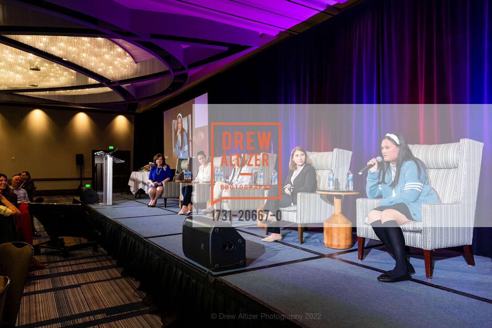 Mary Duggan, Lissette Feliciano, Nataly Coreas, Melanie Solano, Jasmine de Vera, ICA Cristo Rey Academy Annual Business Lunch, Hyatt Regency San Francisco. 5 Embarcadero Ctr, April 13th, 2022, Photo #1731-20667-0 Mary Duggan, Lissette Feliciano, Nataly Coreas, Melanie Solano, Jasmine de Vera, Photo #1731-20667-0