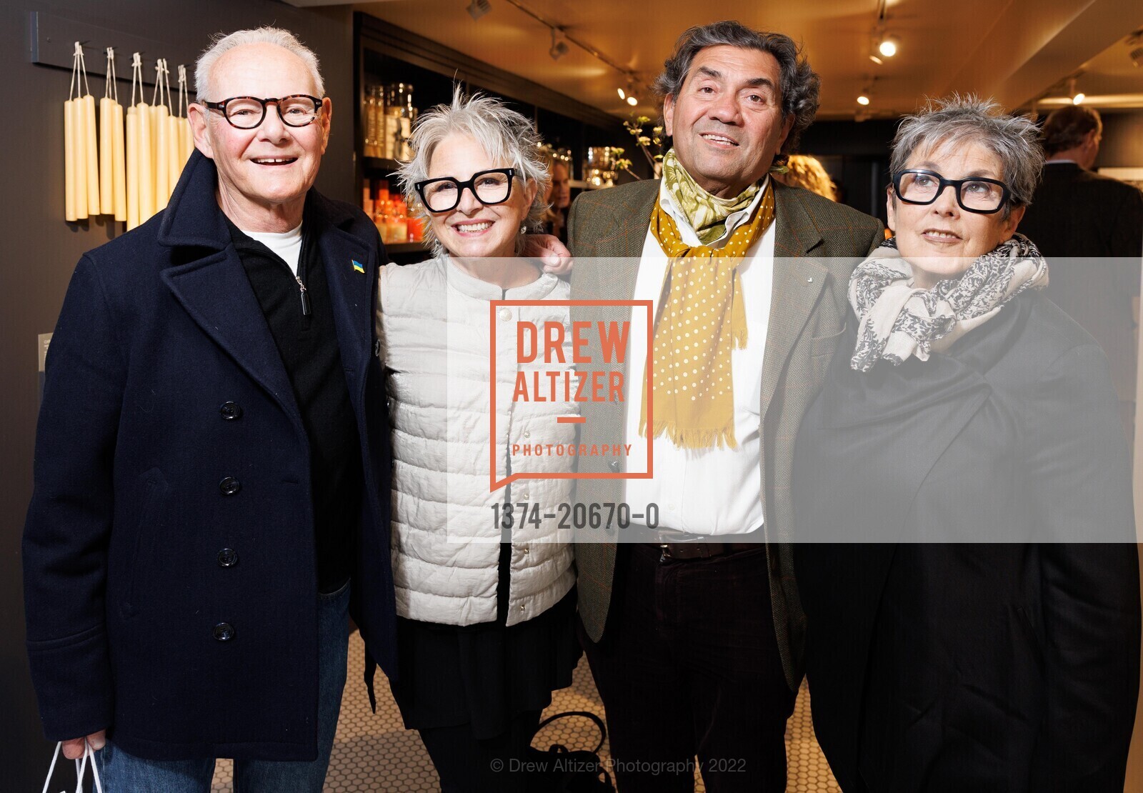 Mark Steisel, Jennifer Morla, Nilus de Matran, Sara Slavin, Hudson Grace Hosts Book Signing for INVENTING THE CALIFORNIA LOOK By Fred Lyon and Philip E Meza, Hudson Grace. 3350 Sacramento St, San Francisco, CA 94118, April 12th, 2022, Photo #1374-20670-0 Mark Steisel, Jennifer Morla, Nilus de Matran, Sara Slavin, Photo #1374-20670-0