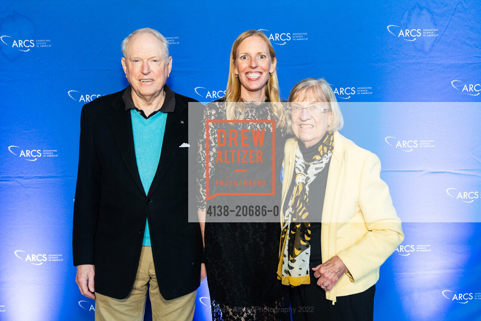 David Chamberlain, Katy Hope, Karin Chamberlain, ARCS NCC An Affair to Remember, Celebrating Scholar Advancements in Science, Palace of Fine Arts. 3601 Lyon Street, April 28th, 2022, Photo #4138-20686-0 David Chamberlain, Katy Hope, Karin Chamberlain, Photo #4138-20686-0