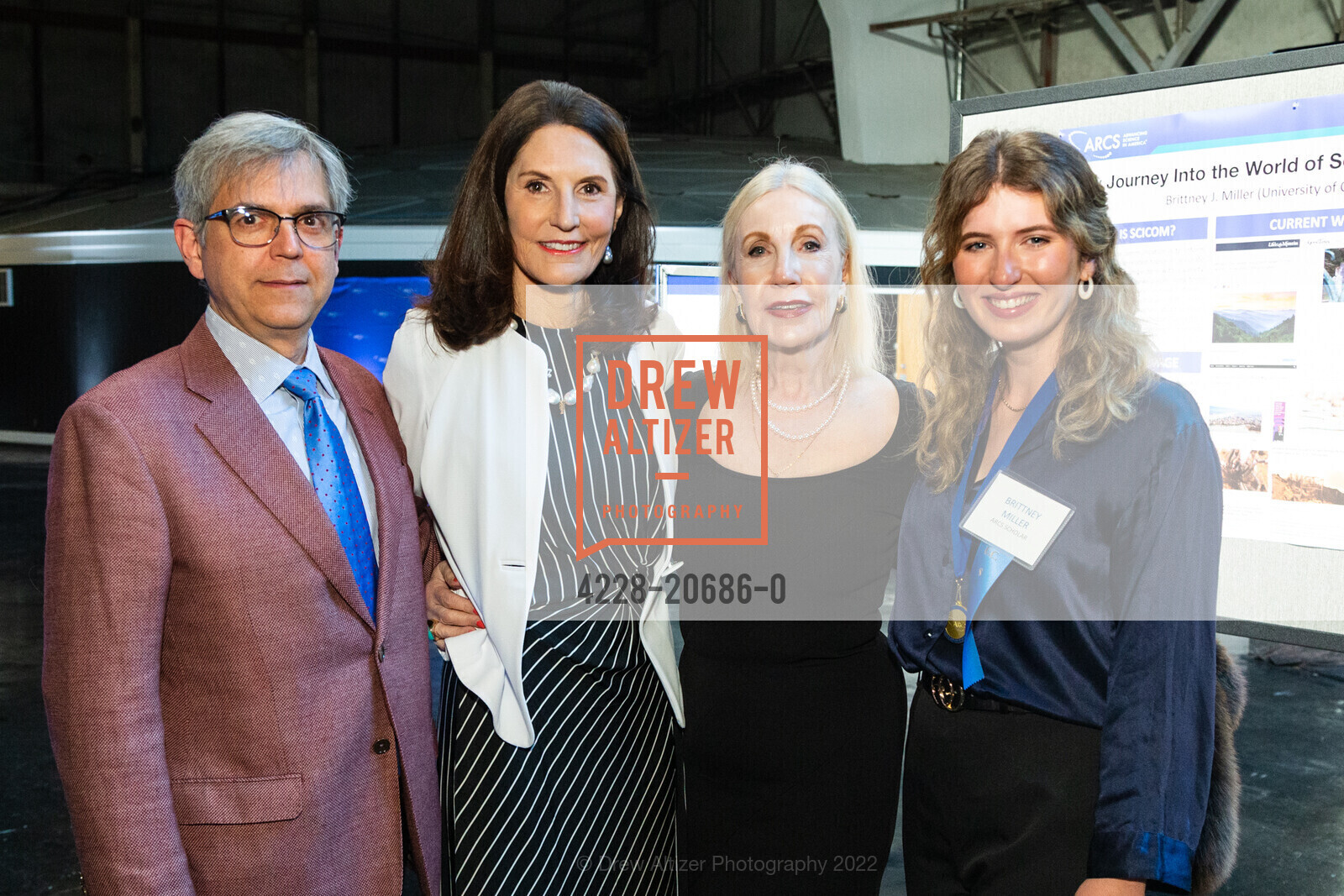 Philip de Buren, Ann Thorson, Lois Ehrenfeld de Buren, Brittany Miller, ARCS NCC An Affair to Remember, Celebrating Scholar Advancements in Science, Palace of Fine Arts. 3601 Lyon Street, April 28th, 2022, Photo #4228-20686-0 Philip de Buren, Ann Thorson, Lois Ehrenfeld de Buren, Brittany Miller, Photo #4228-20686-0
