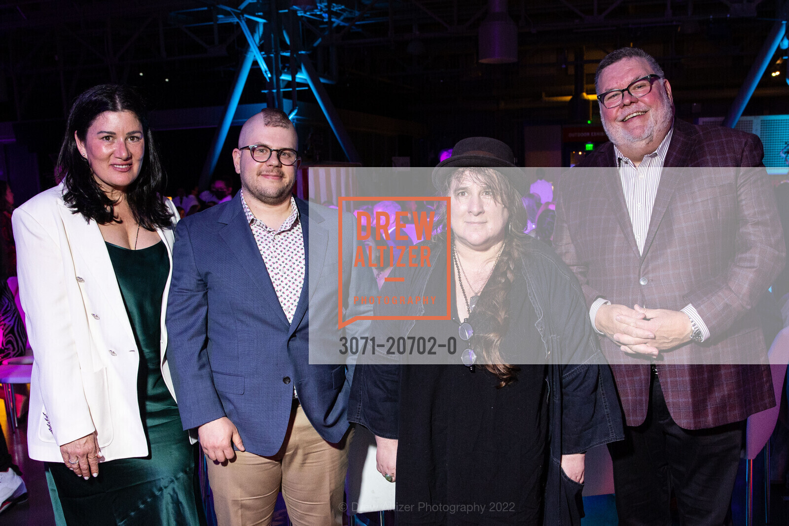 Jennifer Van Natta, Frank Holzschuh, Kim Shuck, Andrew Lloyd, Exploratorium's Party at the Piers, Exploratorium. Pier 15, May 6th, 2022, Photo #3071-20702-0 Jennifer Van Natta, Frank Holzschuh, Kim Shuck, Andrew Lloyd, Photo #3071-20702-0