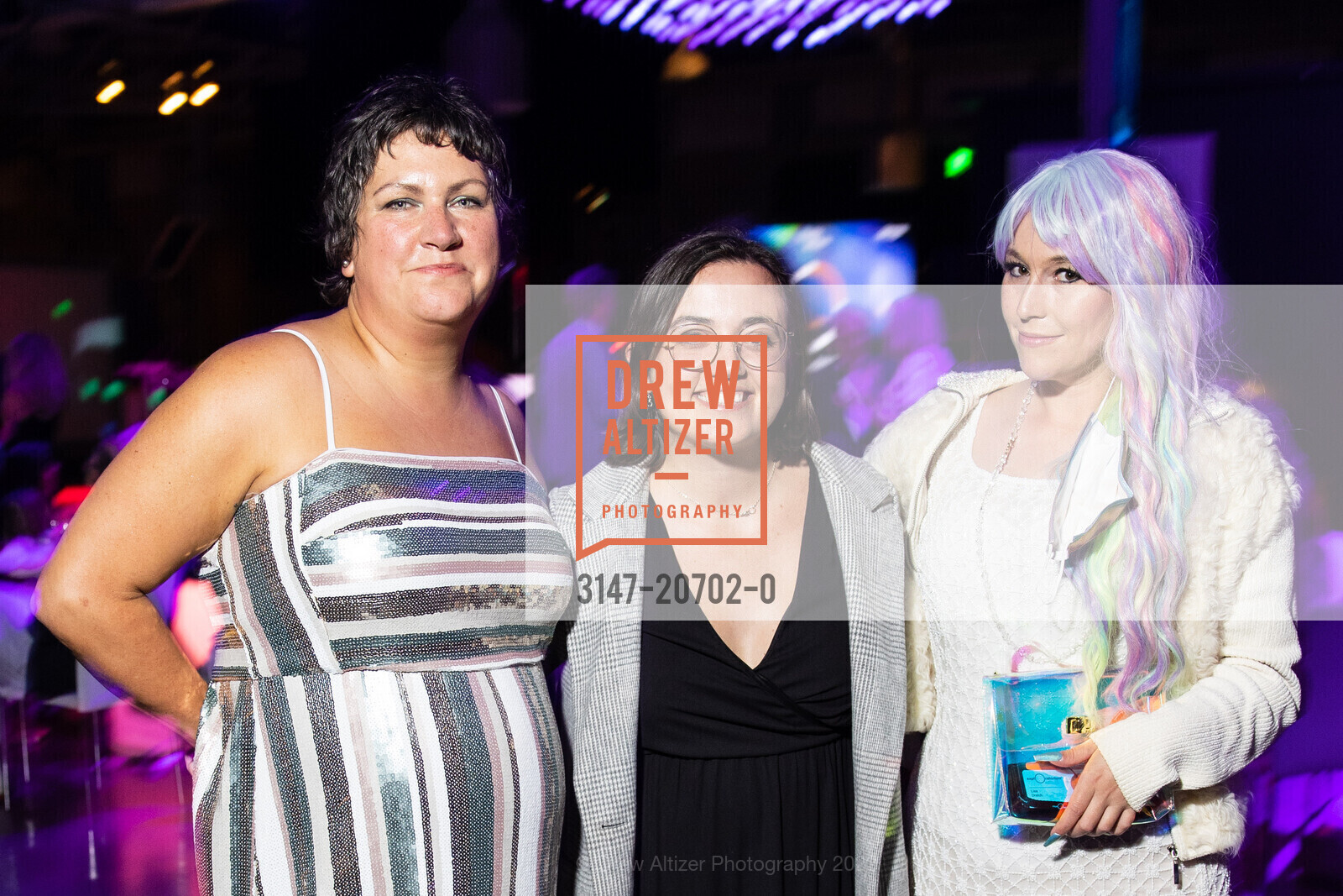 Sarah Schafer, Claire Amarel, Lisa Dratch, Exploratorium's Party at the Piers, Exploratorium. Pier 15, May 6th, 2022, Photo #3147-20702-0 Sarah Schafer, Claire Amarel, Lisa Dratch, Photo #3147-20702-0