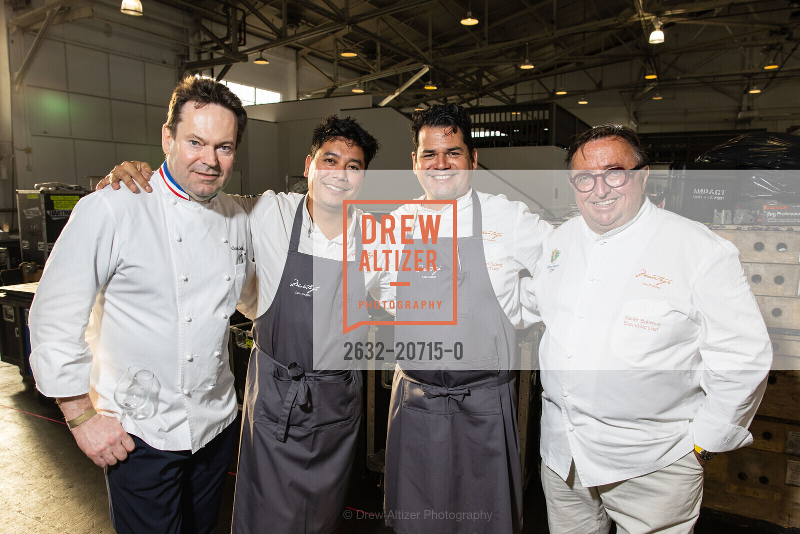 Claude Le Tohic, Eric Arellano, Emmanuel Gutierrez, Xavier Salomon, Star Chefs and Vintners Gala 2022 Meals on Wheels San Francisco, Fort Mason Festival Pavillion, Photo #2632-20715-0 Claude Le Tohic, Eric Arellano, Emmanuel Gutierrez, Xavier Salomon, Photo #2632-20715-0
