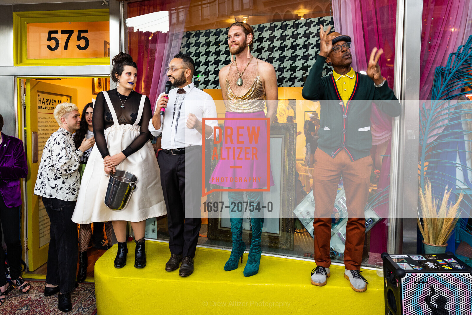 Erika Pappas, Fadi Salah, Devlin Shand, Shawn Merriman-Roberts, Queer A.F. Grand Opening Extravaganza, Queer A.F. 575 Castro St, Photo #1697-20754-0 Erika Pappas, Fadi Salah, Devlin Shand, Shawn Merriman-Roberts, Photo #1697-20754-0