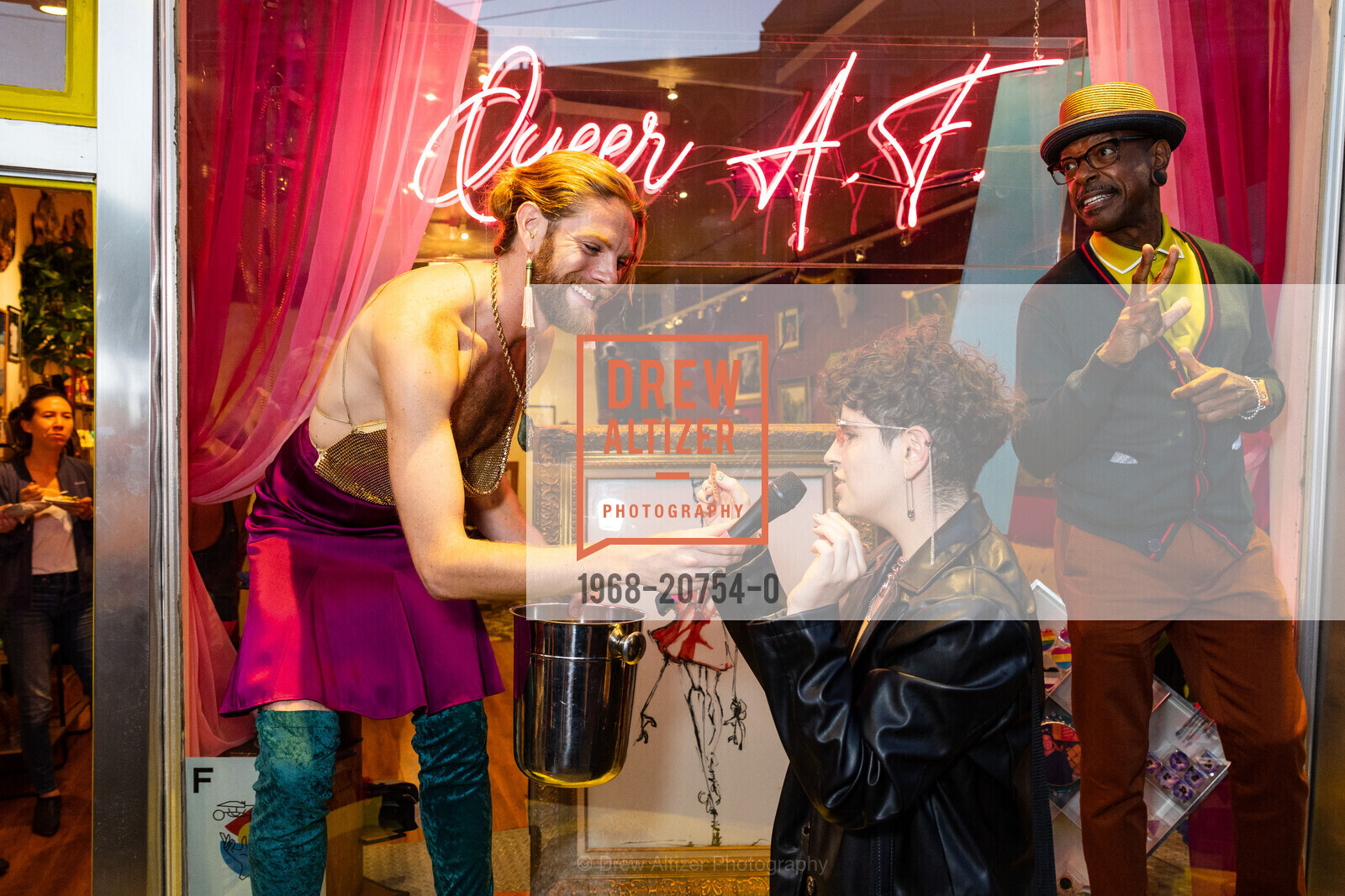 Devlin Shand, Julian Delgado-Lopera, Shawn Merriman-Roberts, Queer A.F. Grand Opening Extravaganza, Queer A.F. 575 Castro St, Photo #1968-20754-0 Devlin Shand, Julian Delgado-Lopera, Shawn Merriman-Roberts, Photo #1968-20754-0