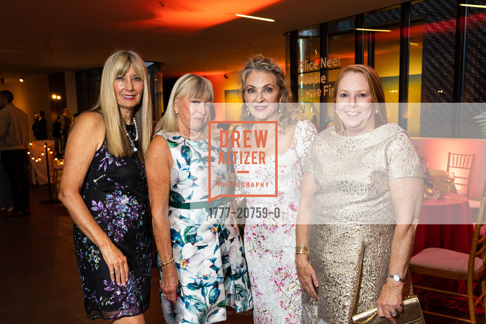 Kathy Beyers, Peggy Docier, Yulia Zoroninskaya, Debbie Harriman, FAMSF Bouquets to Art Opening Night, de Young Museum. 50 Hagiwara Tea Garden Dr, June 6th, 2022, Photo #1777-20759-0 Kathy Beyers, Peggy Docier, Yulia Zoroninskaya, Debbie Harriman, Photo #1777-20759-0