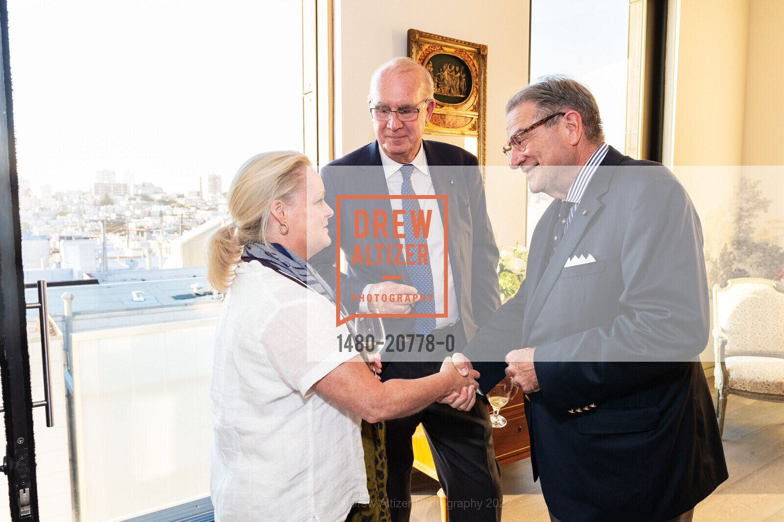 Ann McGrath, John McInerney, Fr. James Moore, Order of Malta Clinic's Honorary Committee Party, 1601 Larkin St. 1601 Larkin St, June 14th, 2022, Photo #1480-20778-0 Ann McGrath, John McInerney, Fr. James Moore, Photo #1480-20778-0