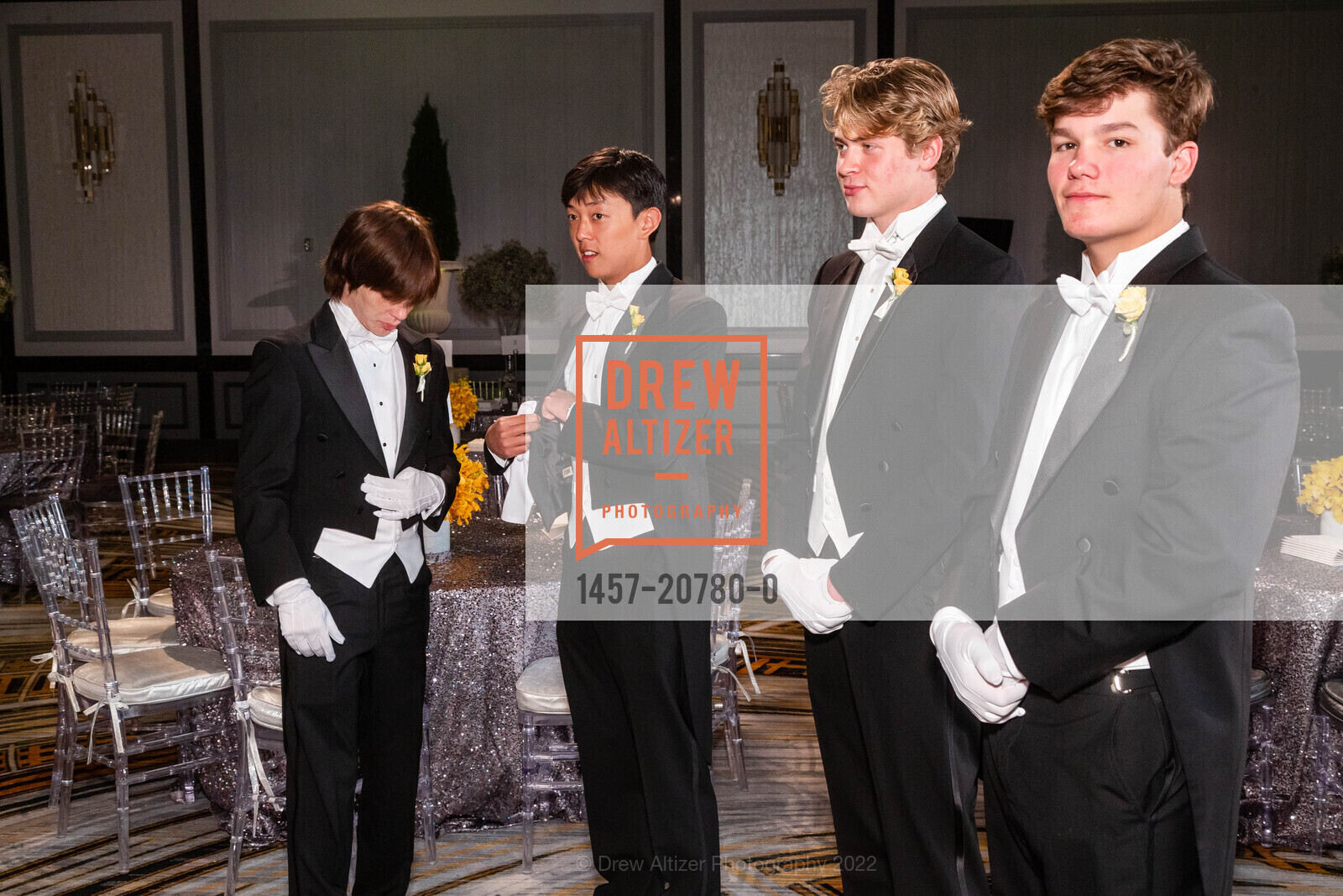 Ian Detoc, Marcus Ding, Tobias Matthews, Noah Wilbur, 2022 Debutante Ball, Westin St Francis, June 18th, 2022, Photo #1457-20780-0 Ian Detoc, Marcus Ding, Tobias Matthews, Noah Wilbur, Photo #1457-20780-0