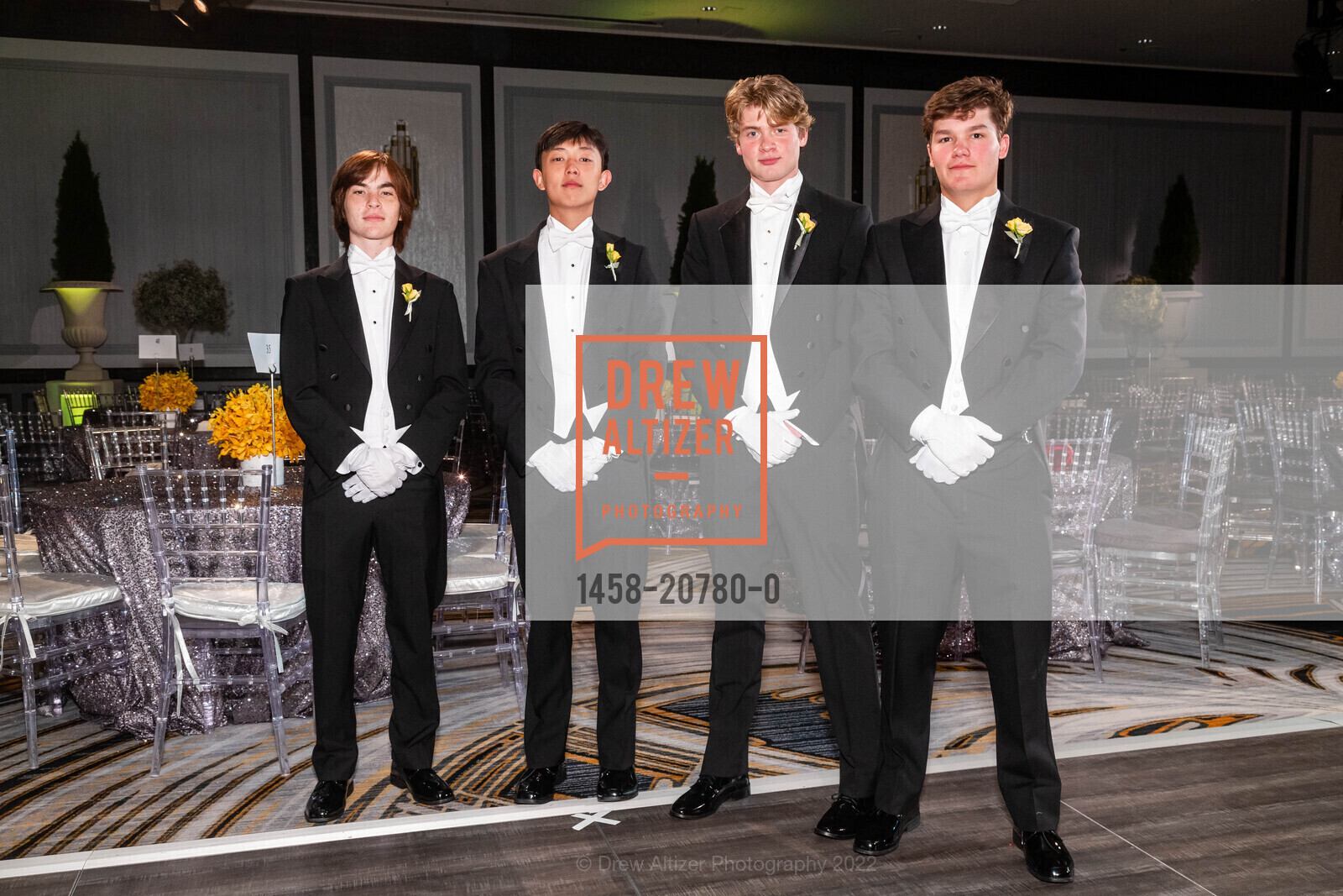 Ian Detoc, Marcus Ding, Tobias Matthews, Noah Wilbur, 2022 Debutante Ball, Westin St Francis, June 18th, 2022, Photo #1458-20780-0 Ian Detoc, Marcus Ding, Tobias Matthews, Noah Wilbur, Photo #1458-20780-0