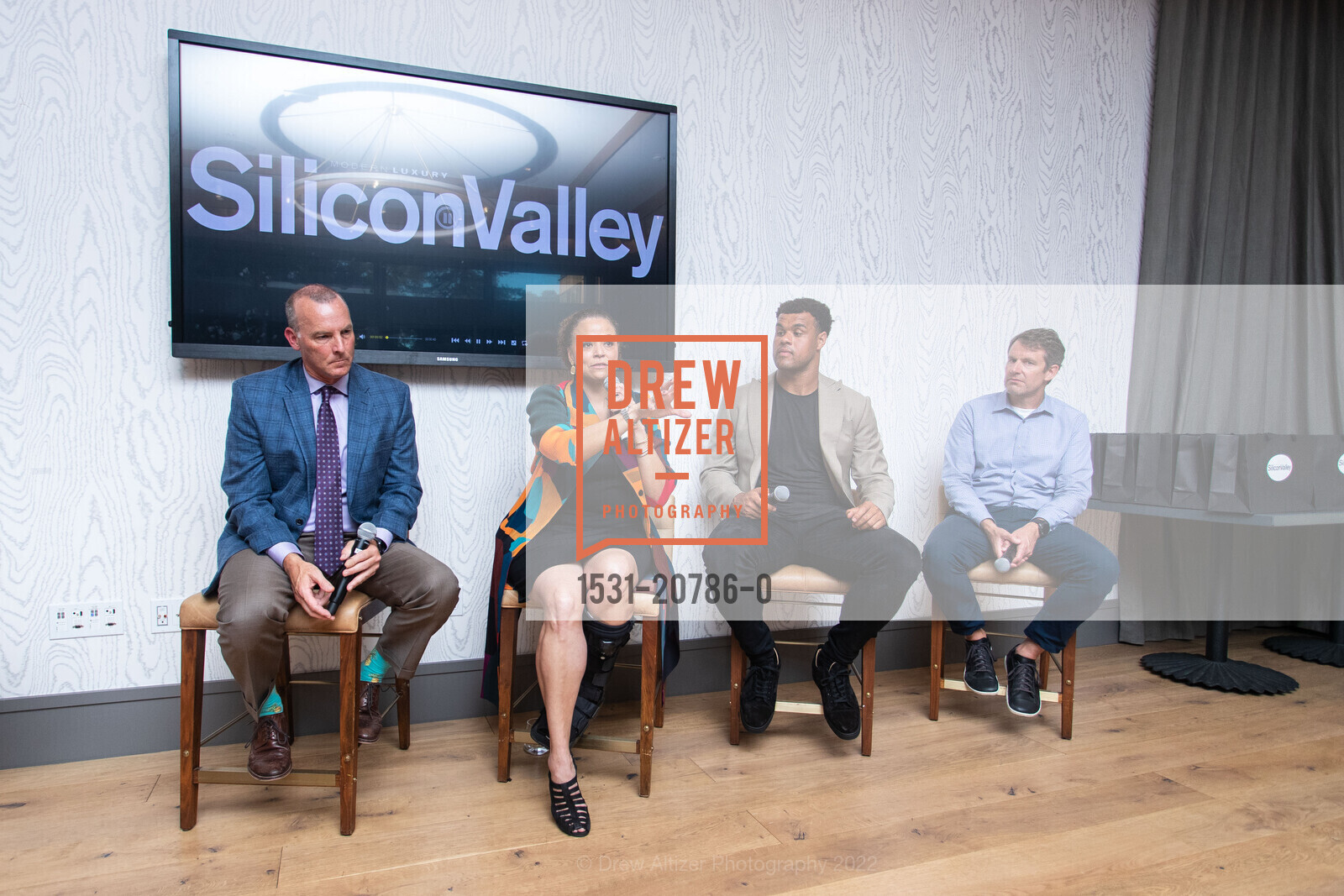Peter Olson, Nicole Taylor, Arik Armistead, John Carlton, The Silicon Valley Magazine Innovation Summit: The Art Of Philanthropy, The Park Hotel. 1400 El Camino Real, June 28th, 2022, Photo #1531-20786-0 Peter Olson, Nicole Taylor, Arik Armistead, John Carlton, Photo #1531-20786-0