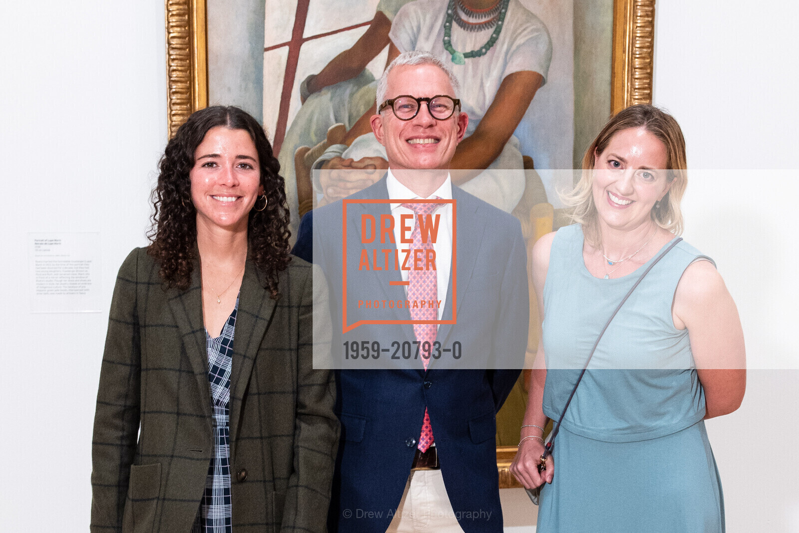 Maria Castro, James Oles, Lily Pearsall, SFMOMA Diego Rivera Exhibit Opening, SFMOMA. 151 3rd St, Photo #1959-20793-0 Maria Castro, James Oles, Lily Pearsall, Photo #1959-20793-0