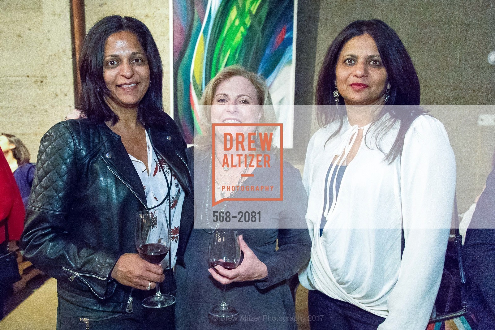 Sonia Syngal, Carol Ann Barber, Sabna Syngal, 2nd Annual Uncorked with Friends of Larkin Street 2017, Tank18. 1345 Howard St. SF, California 94103, April 27th, 2017, Photo #568-2081 Sonia Syngal, Carol Ann Barber, Sabna Syngal, Photo #568-2081