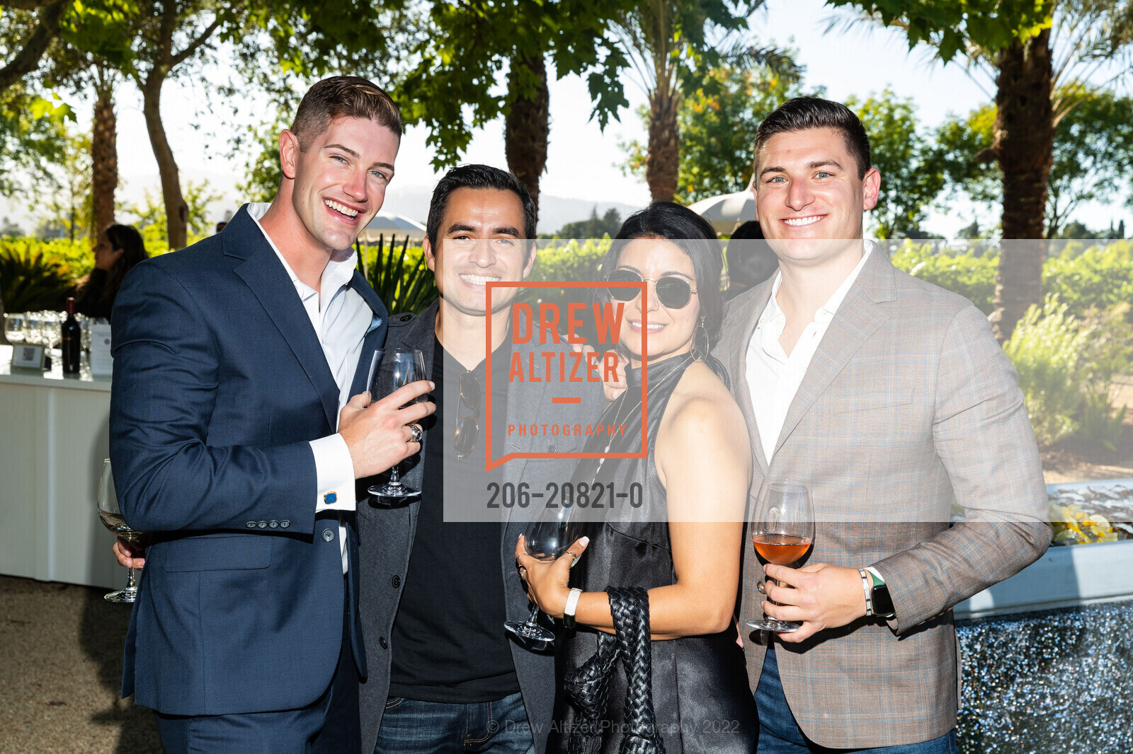 Mike Petuya, Omar Daza, Sarah Gaballa, Andy Keyes, Denim & Diamonds presented by The First Responder's Fund, Raymond Vineyards, August 6th, 2022, Photo #206-20821-0 Mike Petuya, Omar Daza, Sarah Gaballa, Andy Keyes, Photo #206-20821-0