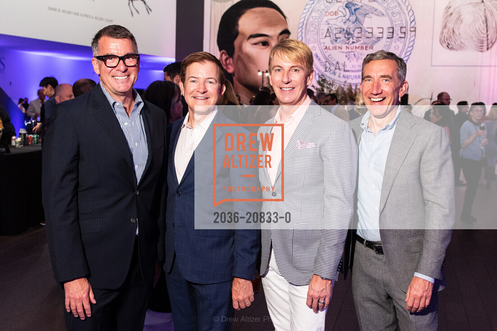 David Fraze, Trent Norris, Jack Calhoun, Gary Loeb, FAMSF Ramses Donor Opening Night 2022, DeYoung Museum. 50 Hagiwara Tea Garden Dr, San Francisco, CA 94118, Photo #2036-20833-0 David Fraze, Trent Norris, Jack Calhoun, Gary Loeb, Photo #2036-20833-0
