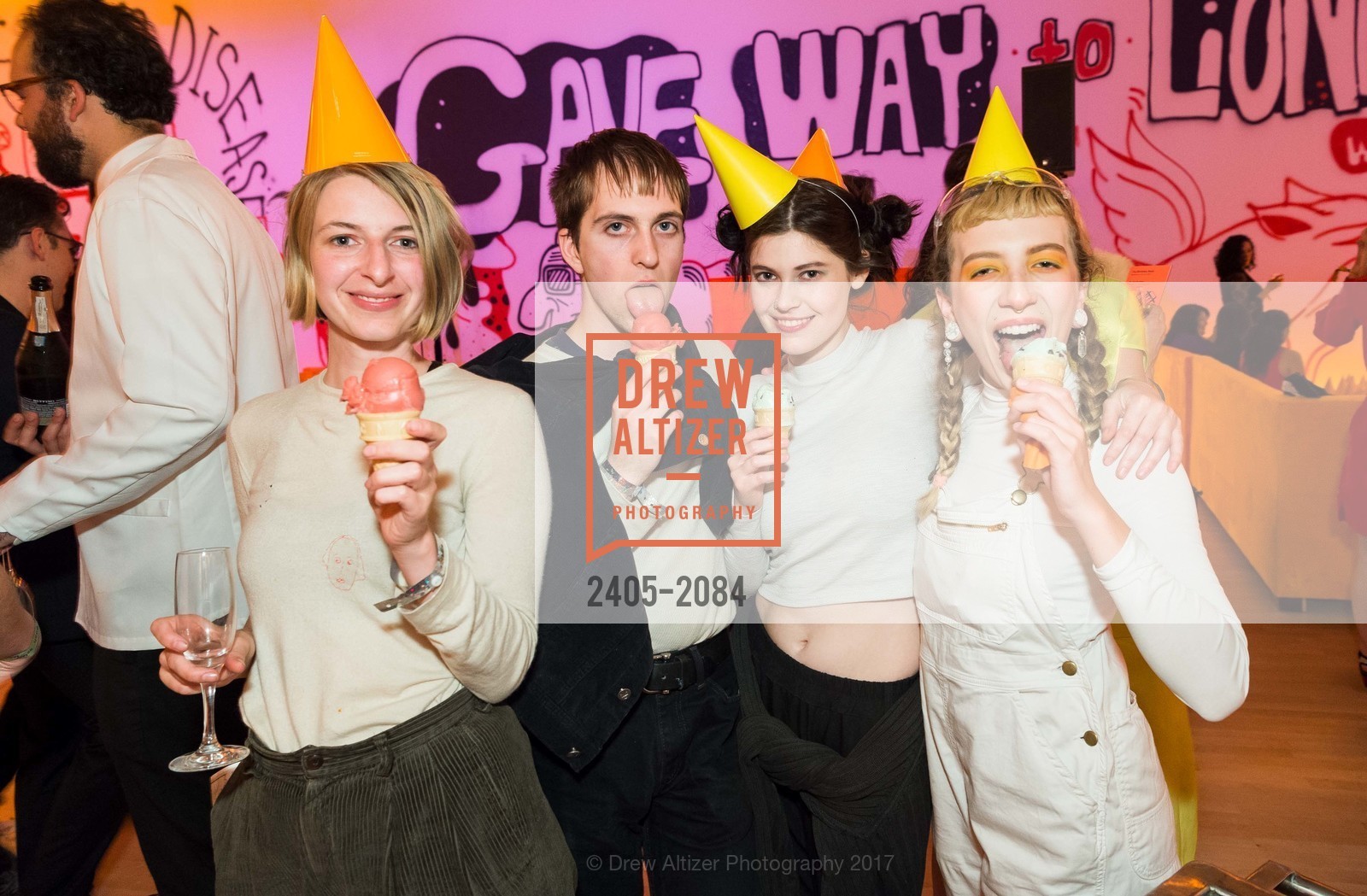George Carpenter, Clara Davis, Stevie Southards, SFMOMA Birthday Bash, SFMOMA. 151 Third St, April 26th, 2017, Photo #2405-2084 George Carpenter, Clara Davis, Stevie Southards, Photo #2405-2084