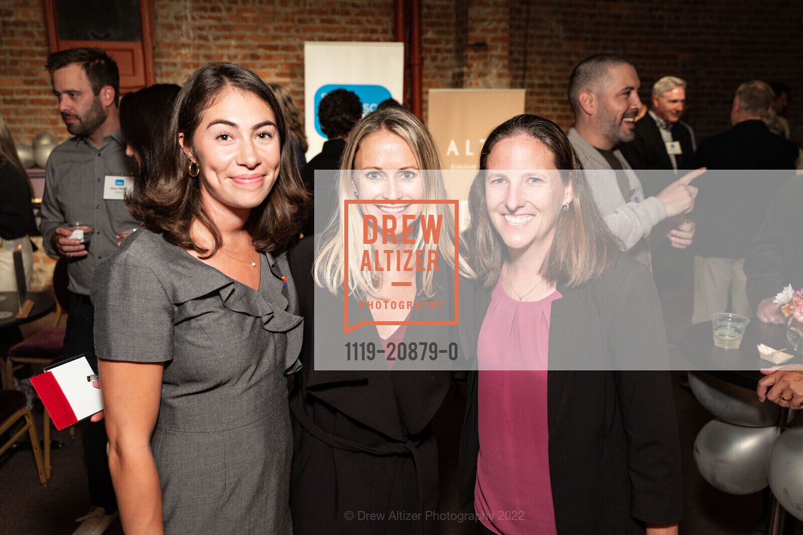 Kayla Valencia, Sara Beugelmans, Kathryn Cahill, SFCC Executive Reception 2022, A.C.T.'s Geary Theater. 415 Geary Street, San Francisco, CA 94102 US, September 22nd, 2022, Photo #1119-20879-0 Kayla Valencia, Sara Beugelmans, Kathryn Cahill, Photo #1119-20879-0