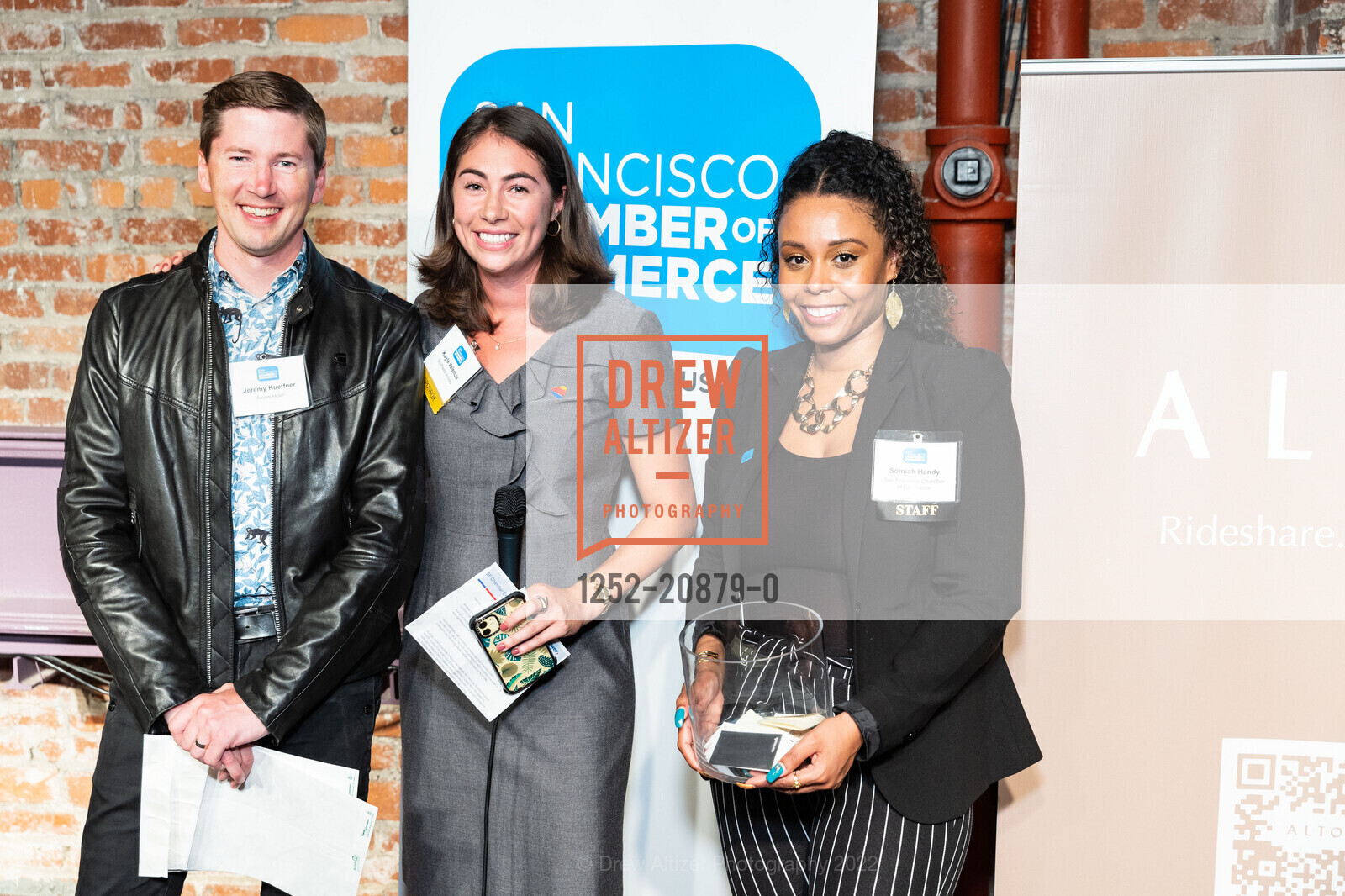 Jeremy Kueffner, Kayla Valencia, Somiah Handy, SFCC Executive Reception 2022, A.C.T.'s Geary Theater. 415 Geary Street, San Francisco, CA 94102 US, September 22nd, 2022, Photo #1252-20879-0 Jeremy Kueffner, Kayla Valencia, Somiah Handy, Photo #1252-20879-0